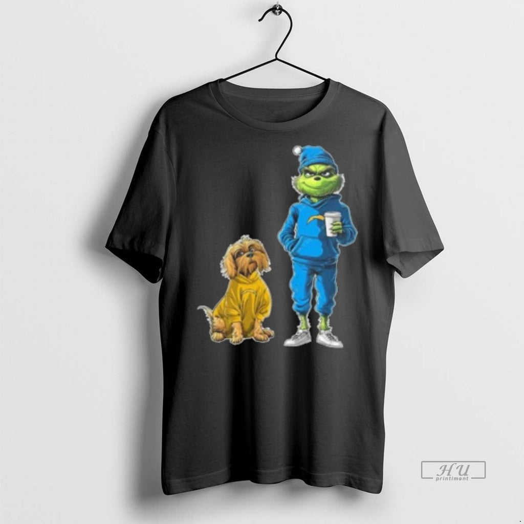 Officials Los Angeles Chargers Grinch And Dog - Adult & Kids T-Shirts, Sweatshirts & Hoodies apparel design preview 1