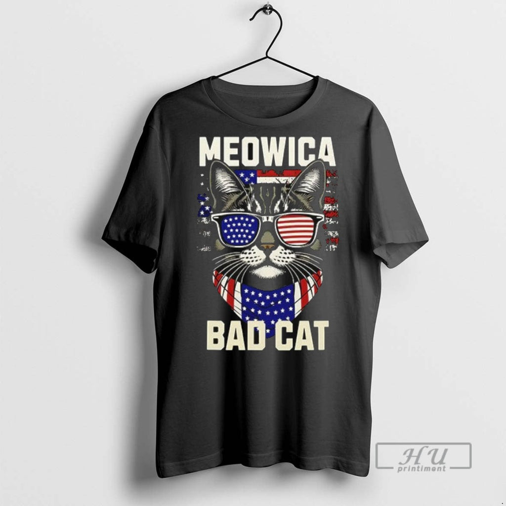 Officials Meowica Bad Cat Usa Flag Ceramic And - Adult & Kids T-Shirts, Sweatshirts & Hoodies apparel design preview 1