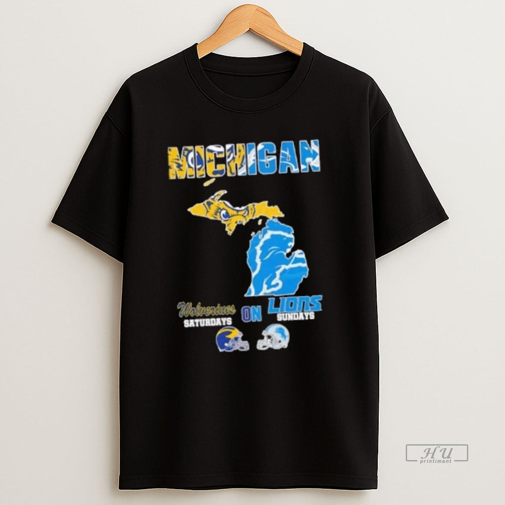 Officials Michigan Sports Map Wolverines Saturdays On - Adult & Kids T-Shirts, Sweatshirts & Hoodies apparel design preview 1