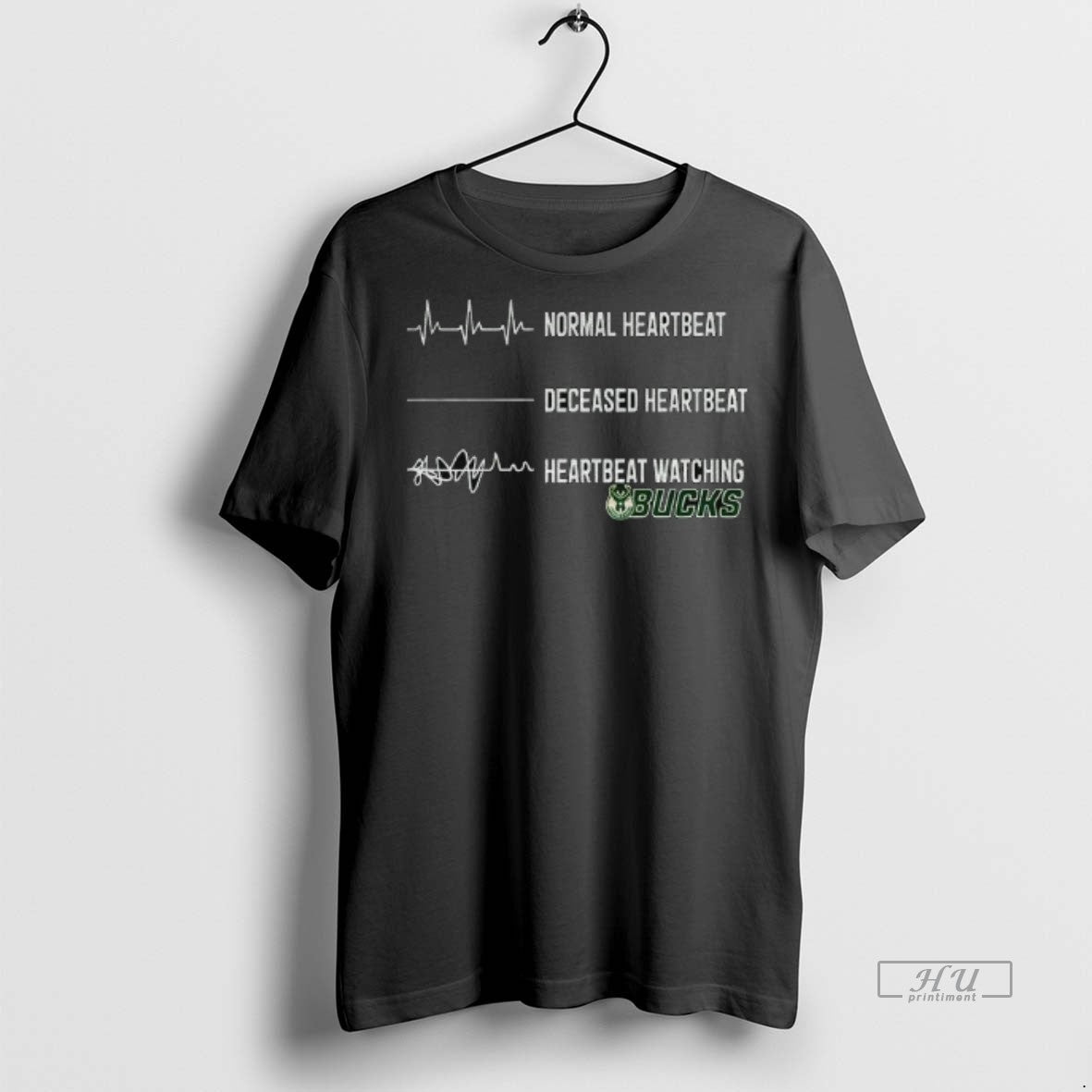 Officials Milwaukee Bucks Normal Heartbeat Deceased - Adult & Kids T-Shirts, Sweatshirts & Hoodies apparel design preview 1