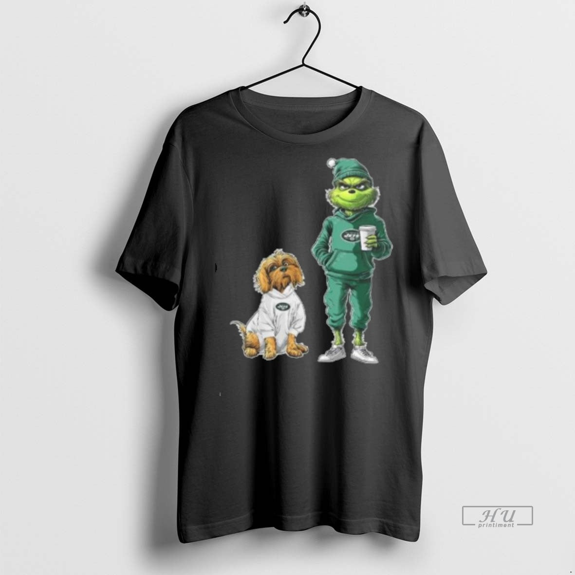 Officials New York Jets Grinch And Dog Christmas - Adult & Kids T-Shirts, Sweatshirts & Hoodies apparel design preview 1