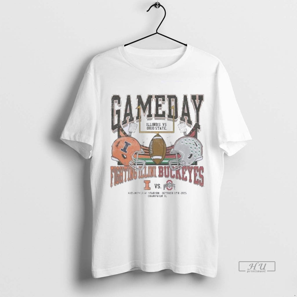 Officials Osu Vs Illinois 2025 Gameday Matchup Helmet - Adult & Kids T-Shirts, Sweatshirts & Hoodies apparel design preview 1