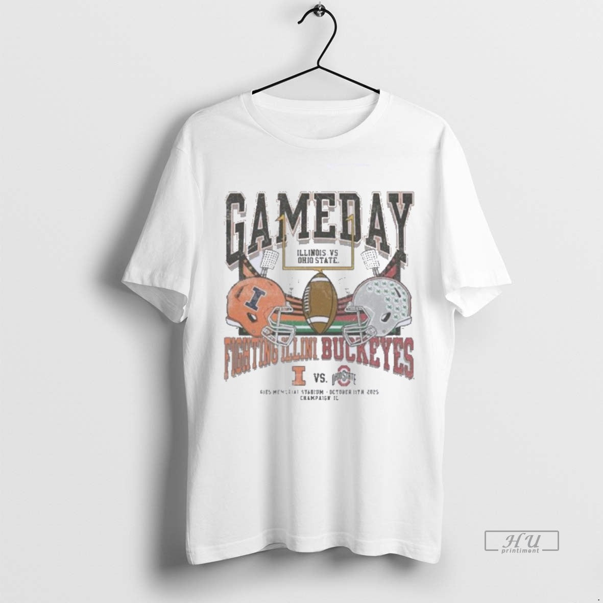 Officials Osu Vs Illinois 2025 Gameday Matchup Helmet - Adult & Kids T-Shirts, Sweatshirts & Hoodies apparel design preview 1