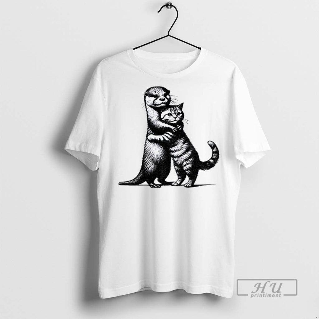 Officials Otter Hug Cat Funny Meme - Adult & Kids T-Shirts, Sweatshirts & Hoodies apparel design preview 1