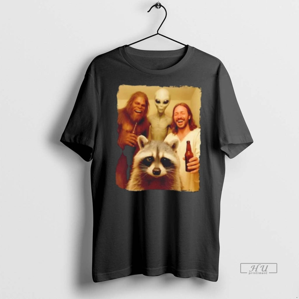 Officials Raccoon Selfie Bigfoot Jesus Alien Sweater - Adult & Kids T-Shirts, Sweatshirts & Hoodies apparel design preview 1