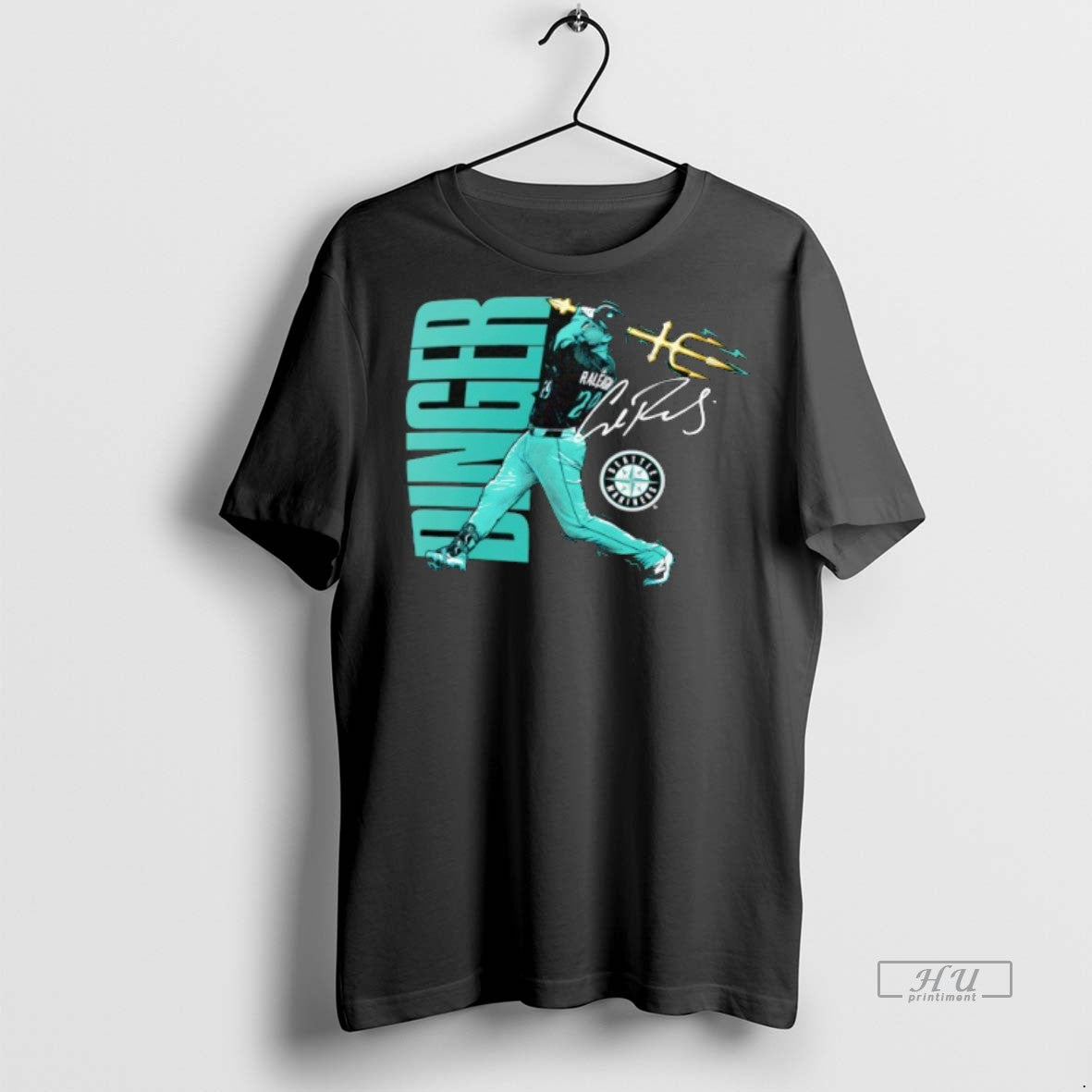 Officials Seattle Mariners Cal Raleigh Trident Swing - Adult & Kids T-Shirts, Sweatshirts & Hoodies apparel design preview 1