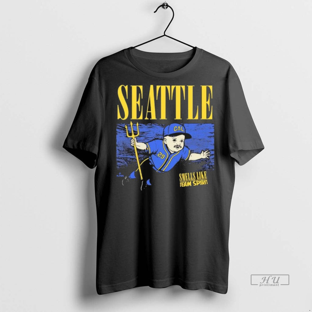Officials Seattle Smells Like Team Spirit Cal Raleigh - Adult & Kids T-Shirts, Sweatshirts & Hoodies apparel design preview 1