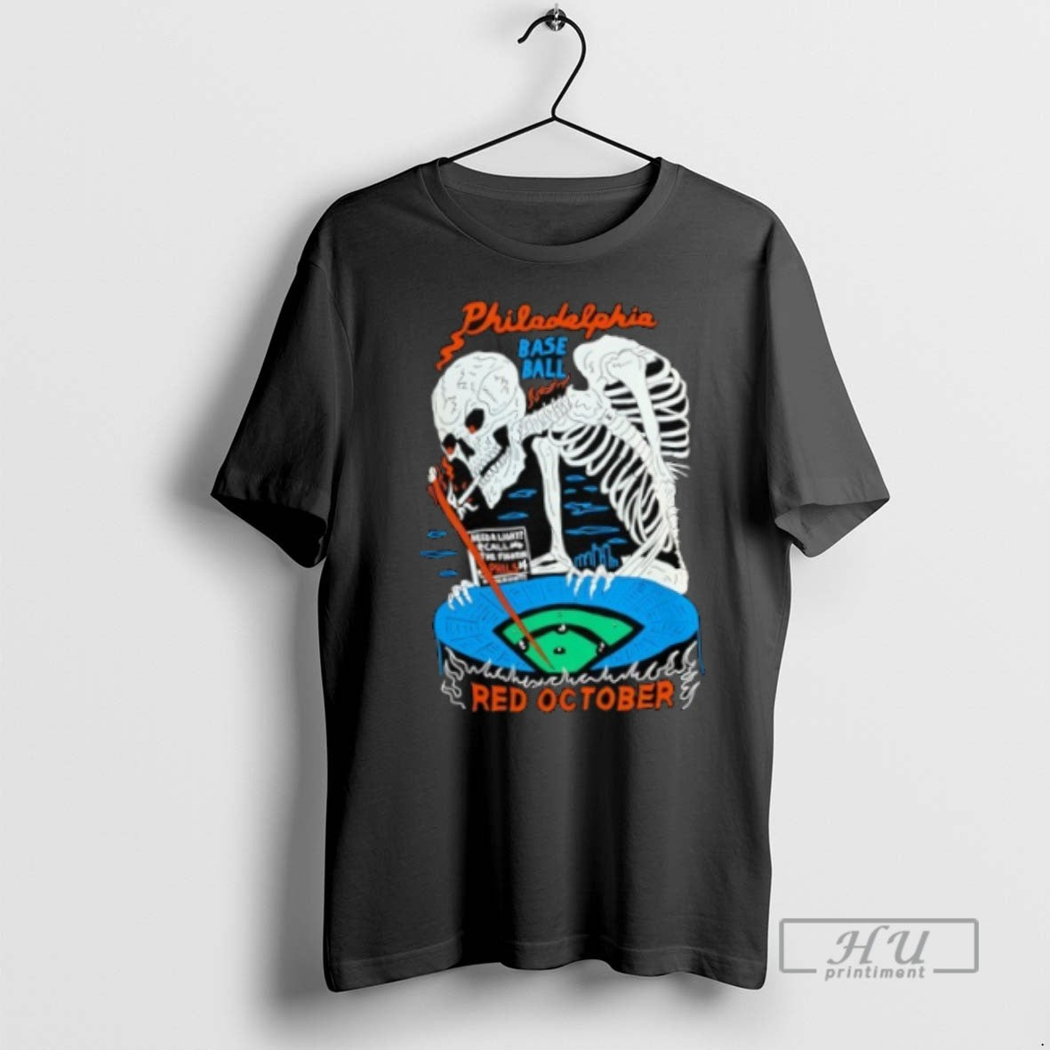 Officials Skeleton Philadelphia Phillies Baseball Red - Adult & Kids T-Shirts, Sweatshirts & Hoodies apparel design preview 1