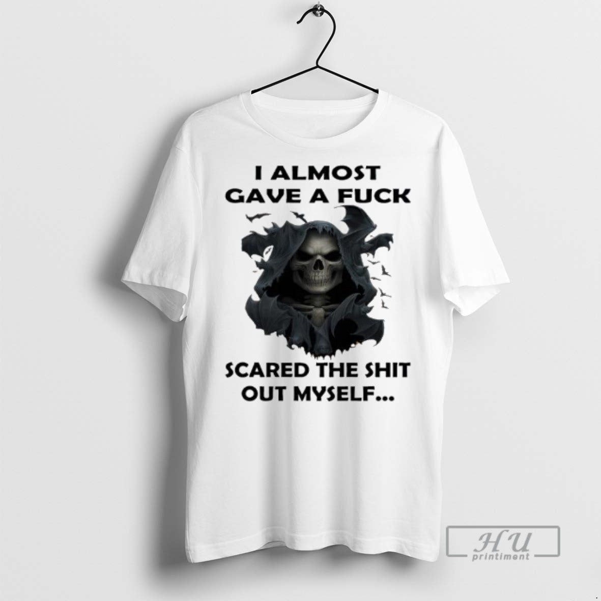 Officials Skeleton I Almost Gave A Fuck Scared The - Adult & Kids T-Shirts, Sweatshirts & Hoodies apparel design preview 1