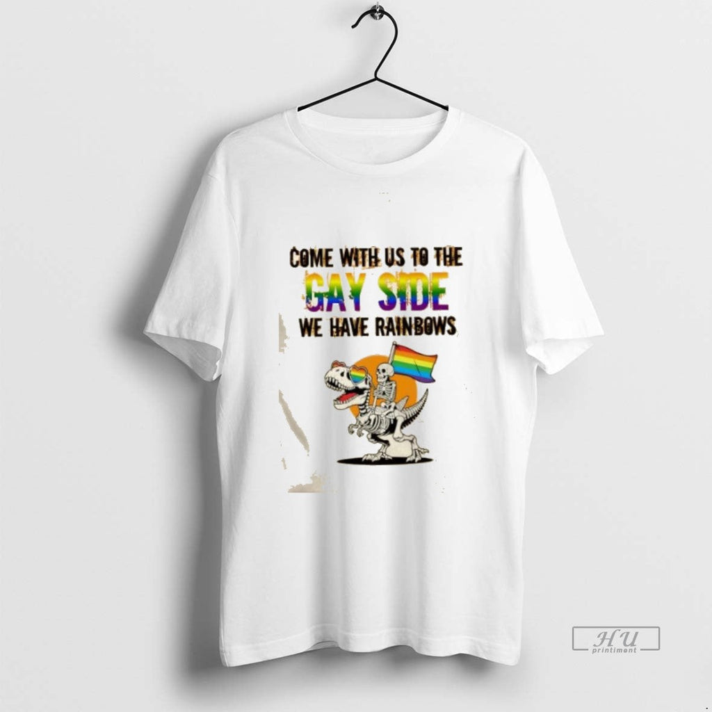 Officials Skeleton Ride T Rex Come With Us To The Gay - Adult & Kids T-Shirts, Sweatshirts & Hoodies apparel design preview 1