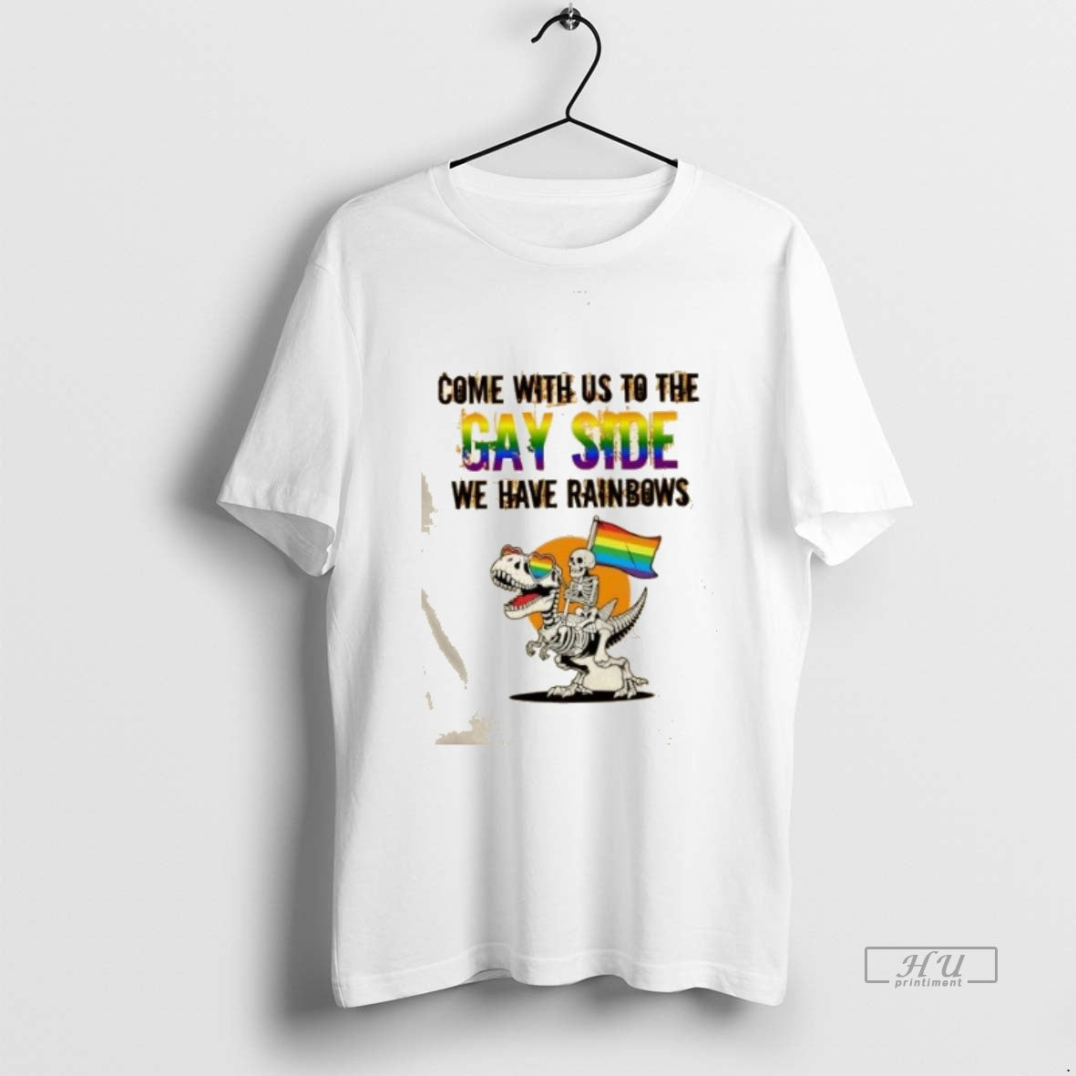 Officials Skeleton Ride T Rex Come With Us To The Gay - Adult & Kids T-Shirts, Sweatshirts & Hoodies apparel design preview 1