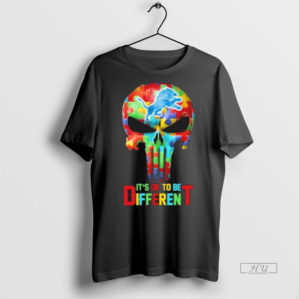 Officials Skull X Detroit Lions Autism Its Ok To Be - Adult & Kids T-Shirts, Sweatshirts & Hoodies apparel design preview 1