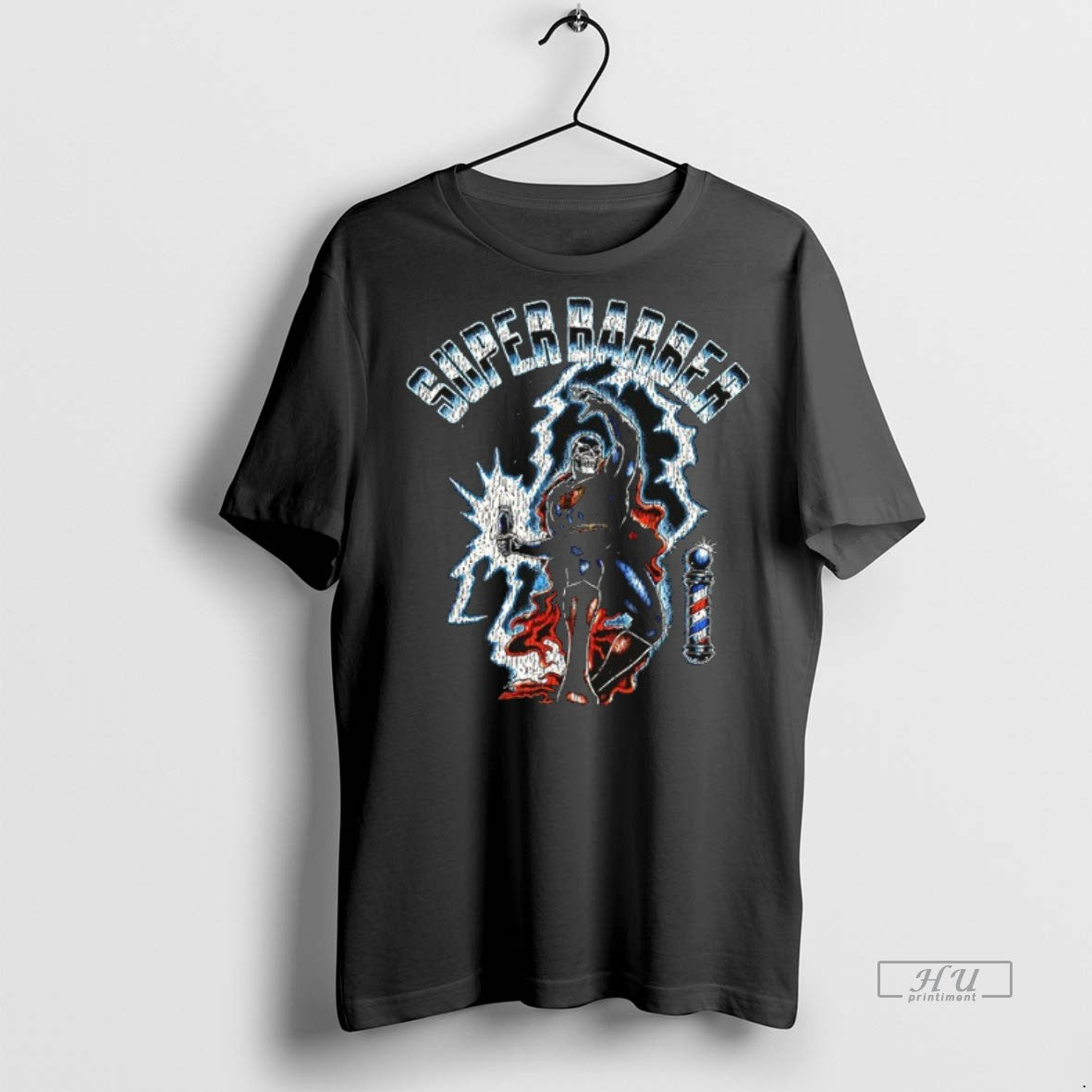 Officials Super Barber Skeleton Superhero Lightning - Adult & Kids T-Shirts, Sweatshirts & Hoodies apparel design preview 1
