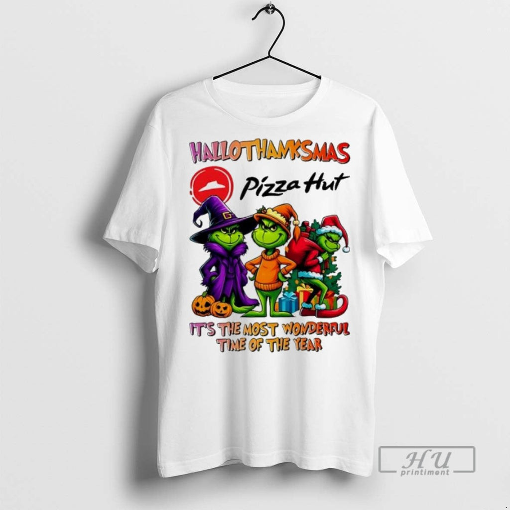 Officials Trending 2025 Grinch X Pizza Hut Its The - Adult & Kids T-Shirts, Sweatshirts & Hoodies apparel design preview 1