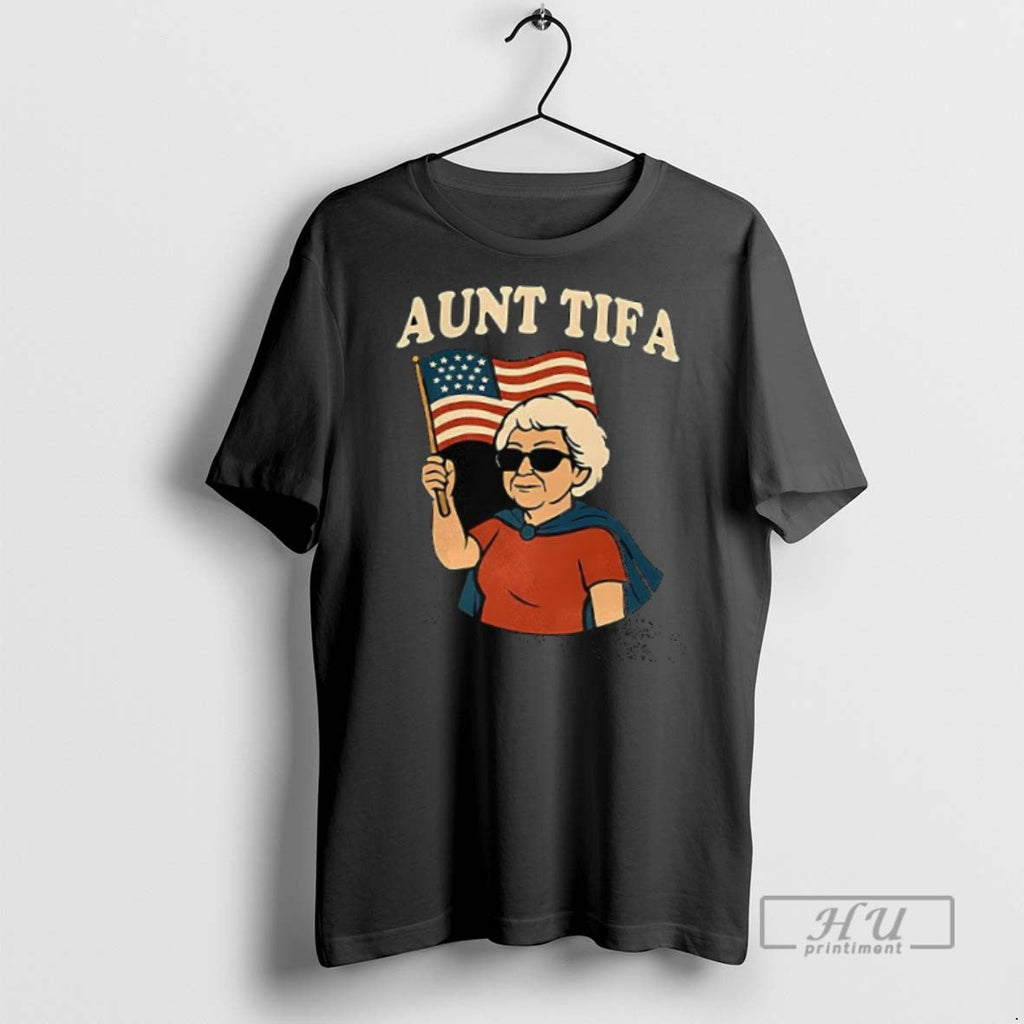 Officials Trending Aunt Tifa Usa Flag - Adult & Kids T-Shirts, Sweatshirts & Hoodies apparel design preview 1