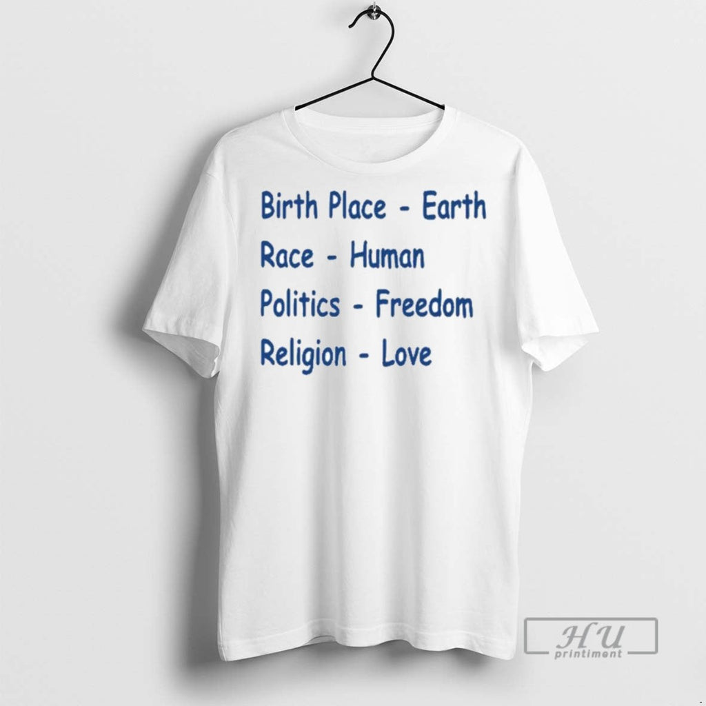 Officials Trending Birth Place Earth Race Human - Adult & Kids T-Shirts, Sweatshirts & Hoodies apparel design preview 1