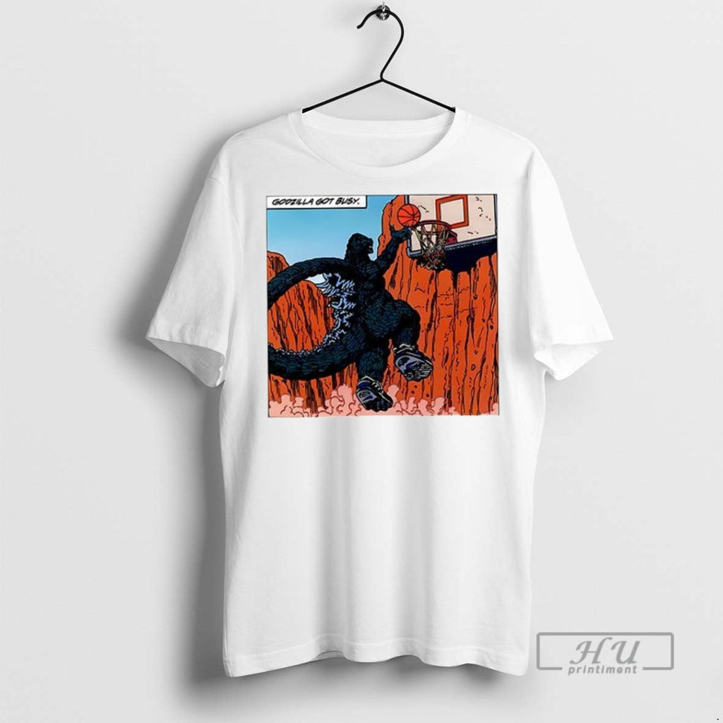 Officials Trending Godzilla Got Busy Basketball - Adult & Kids T-Shirts, Sweatshirts & Hoodies apparel design preview 1