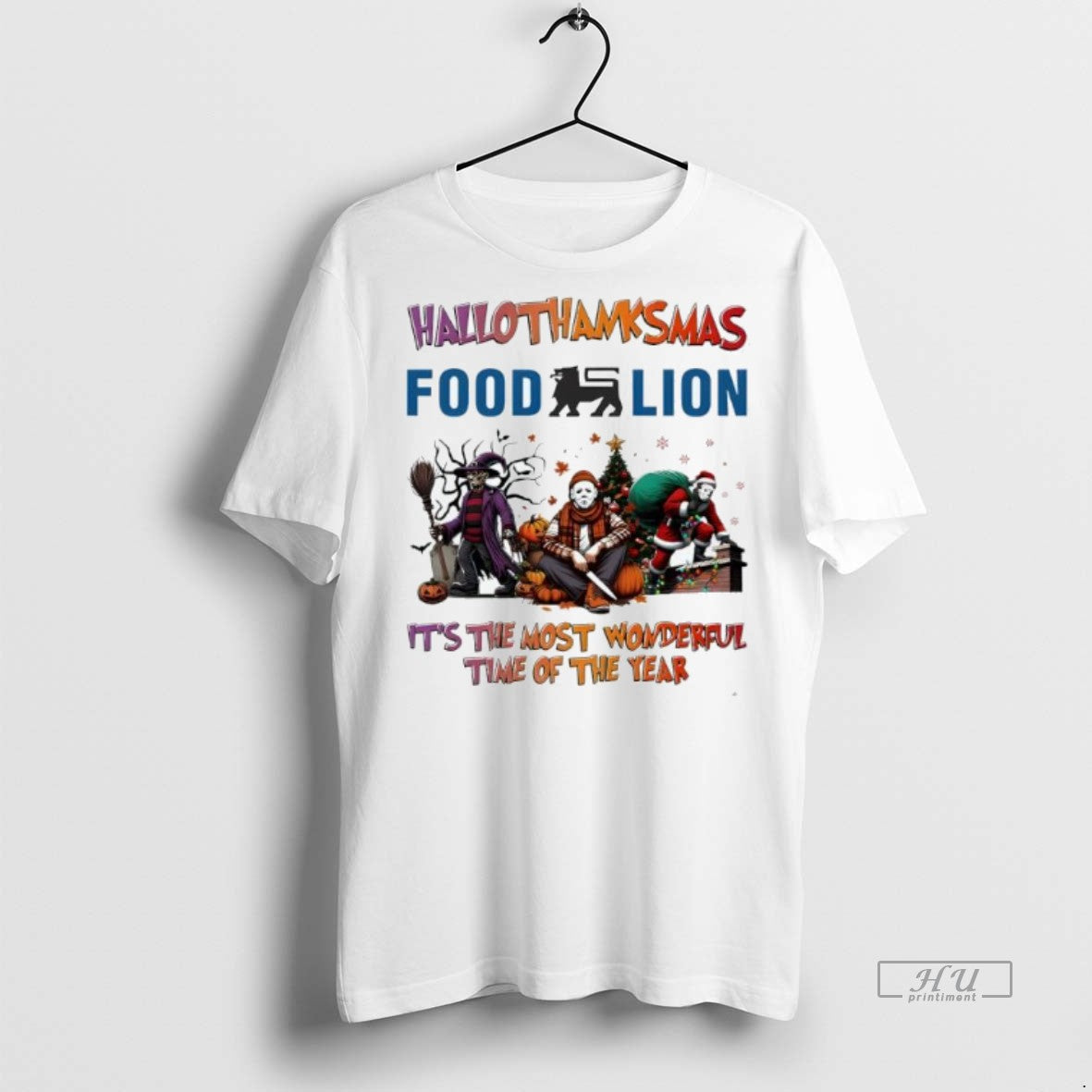 Officials Trending Hallothanksmas Characters Vs Food - Adult & Kids T-Shirts, Sweatshirts & Hoodies apparel design preview 1