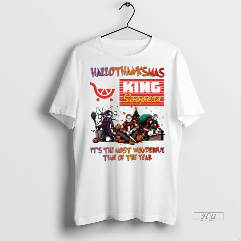 Officials Trending Hallothanksmas Characters Vs King - Adult & Kids T-Shirts, Sweatshirts & Hoodies apparel design preview 1