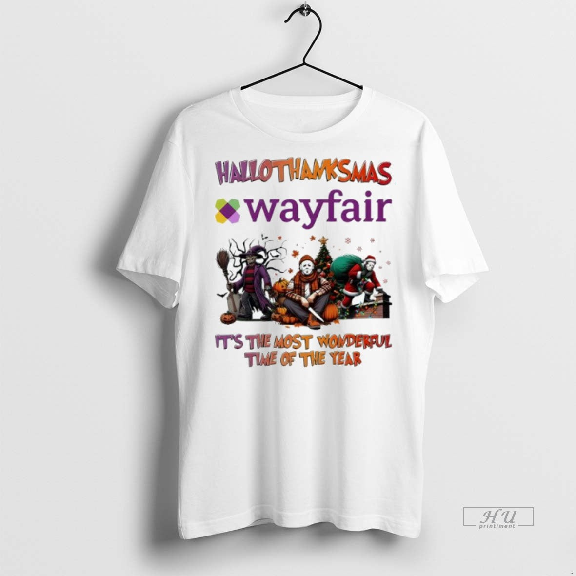 Officials Trending Hallothanksmas Characters Vs - Adult & Kids T-Shirts, Sweatshirts & Hoodies apparel design preview 1