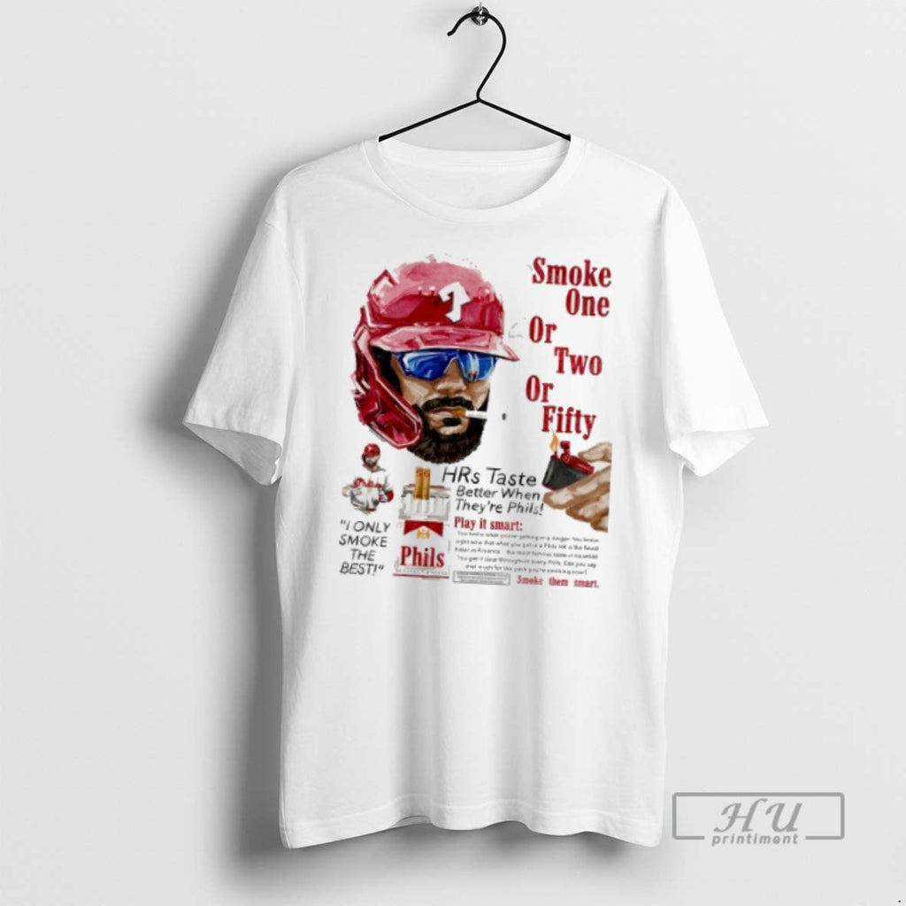 Officials Trending Phillies Bryce Harper Smoke One Or - Adult & Kids T-Shirts, Sweatshirts & Hoodies apparel design preview 1