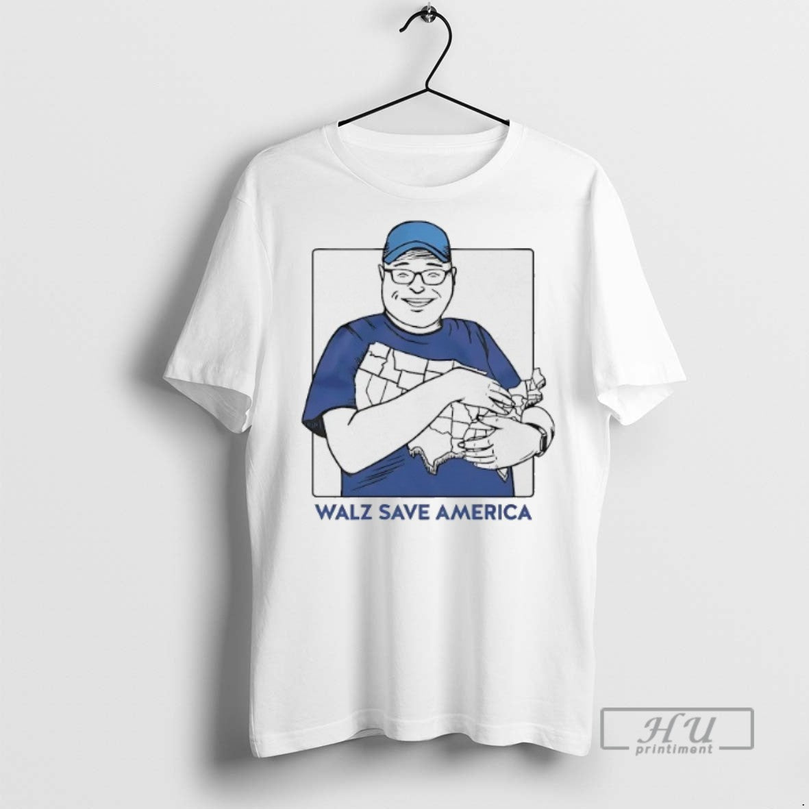Officials Trending Walz Save America Hugging Map - Adult & Kids T-Shirts, Sweatshirts & Hoodies apparel design preview 1