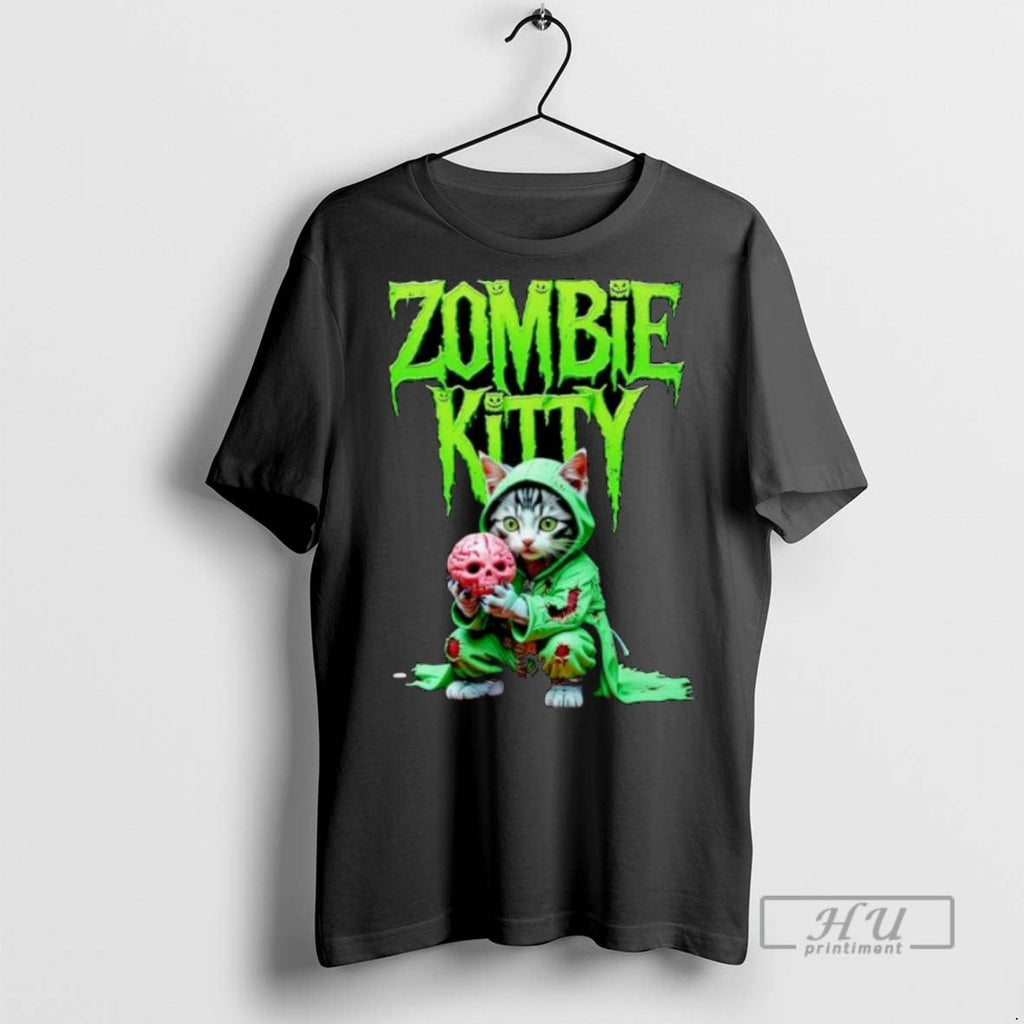 Officials Trending Zombie Kitty Halloween Meme - Adult & Kids T-Shirts, Sweatshirts & Hoodies apparel design preview 1