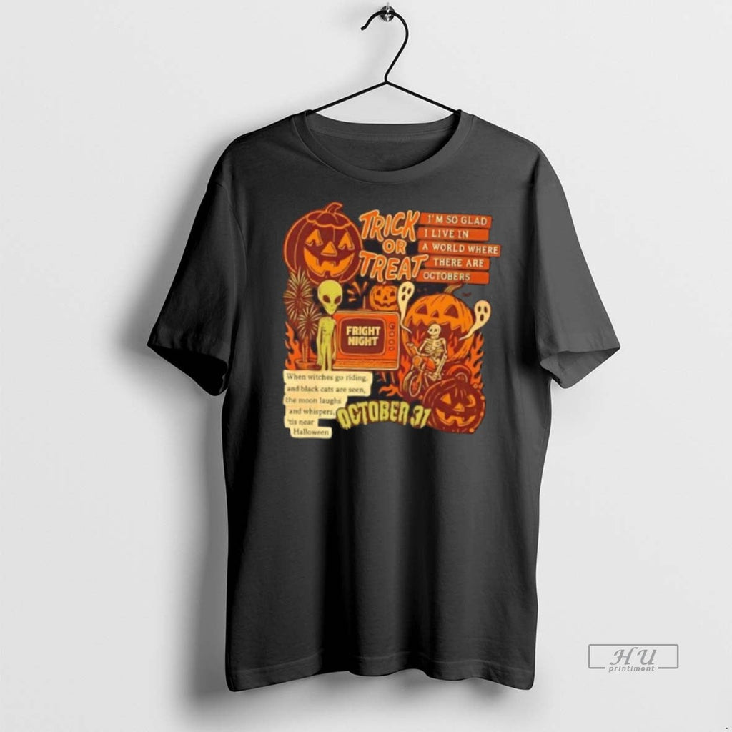 Officials Trick Or Treat Alien Skeleton Riding And - Adult & Kids T-Shirts, Sweatshirts & Hoodies apparel design preview 1