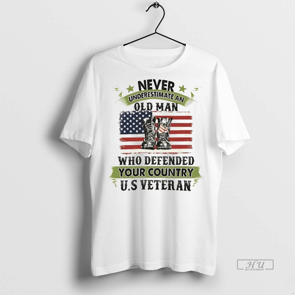 Officials Us Veteran Never Underestimate An Old Man - Adult & Kids T-Shirts, Sweatshirts & Hoodies apparel design preview 1