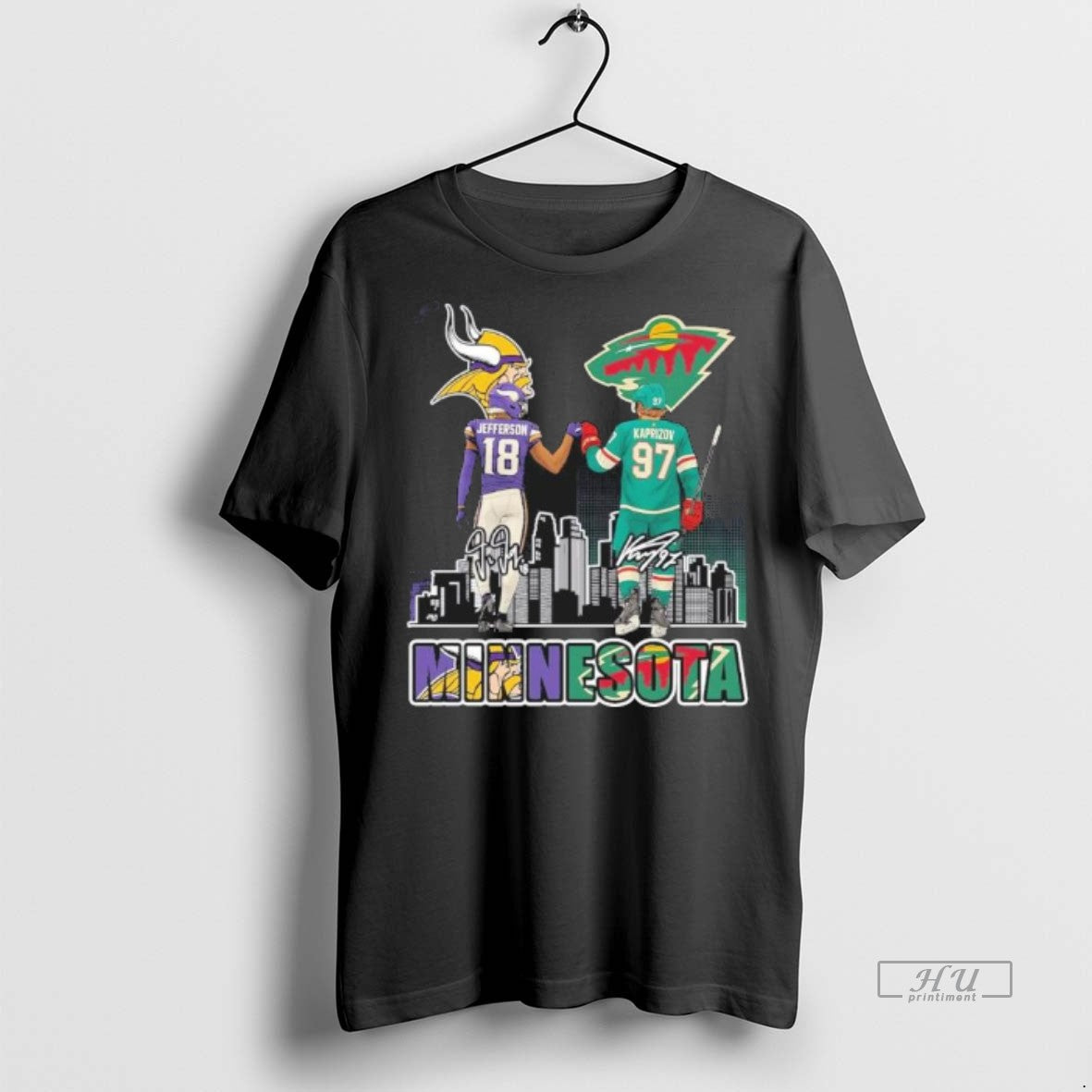 Officials Vikings Jefferson And Wild Kaprizov - Adult & Kids T-Shirts, Sweatshirts & Hoodies apparel design preview 1