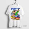 Officials Wrestling Is Real God Fake Caricature - Adult & Kids T-Shirts, Sweatshirts & Hoodies apparel design preview 1