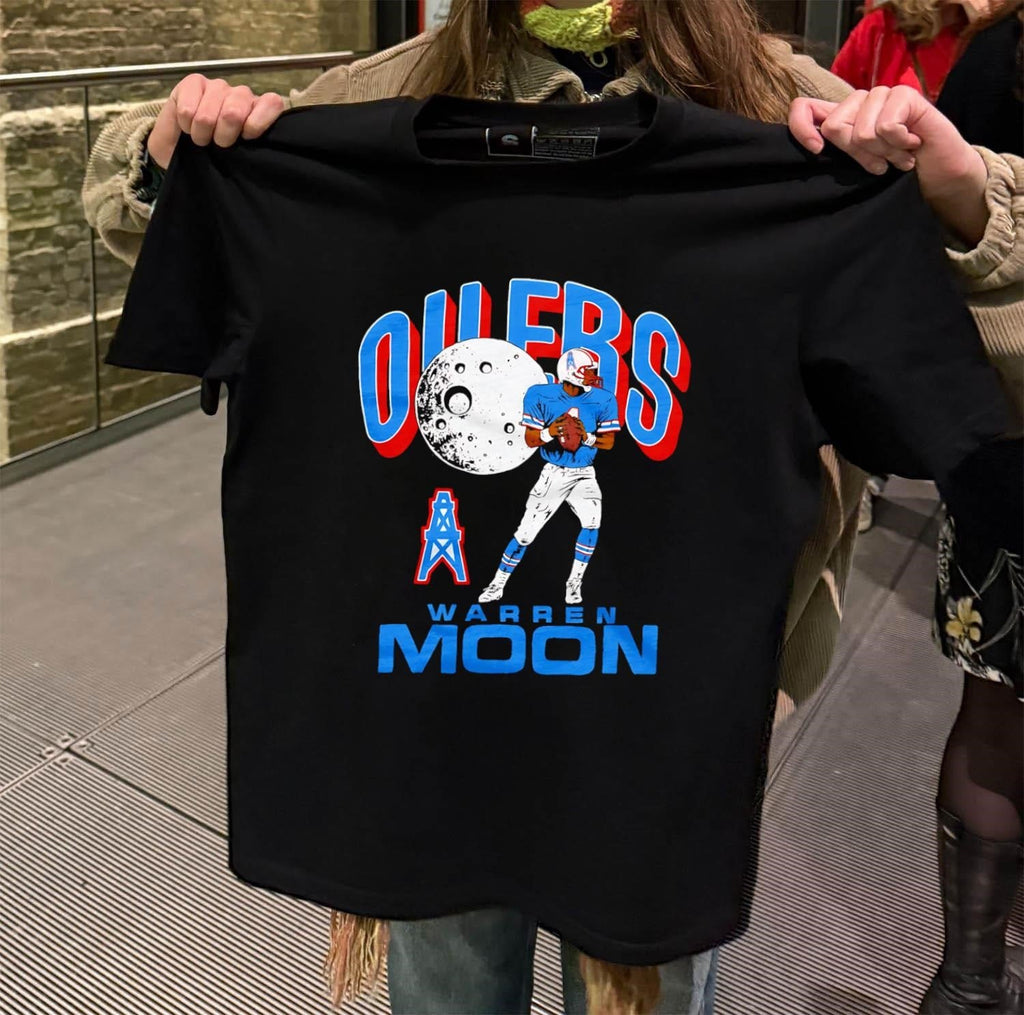 Oilers Warren Moon Oil Derrick Football Player - Adult & Kids T-Shirts, Sweatshirts & Hoodies apparel design preview 2
