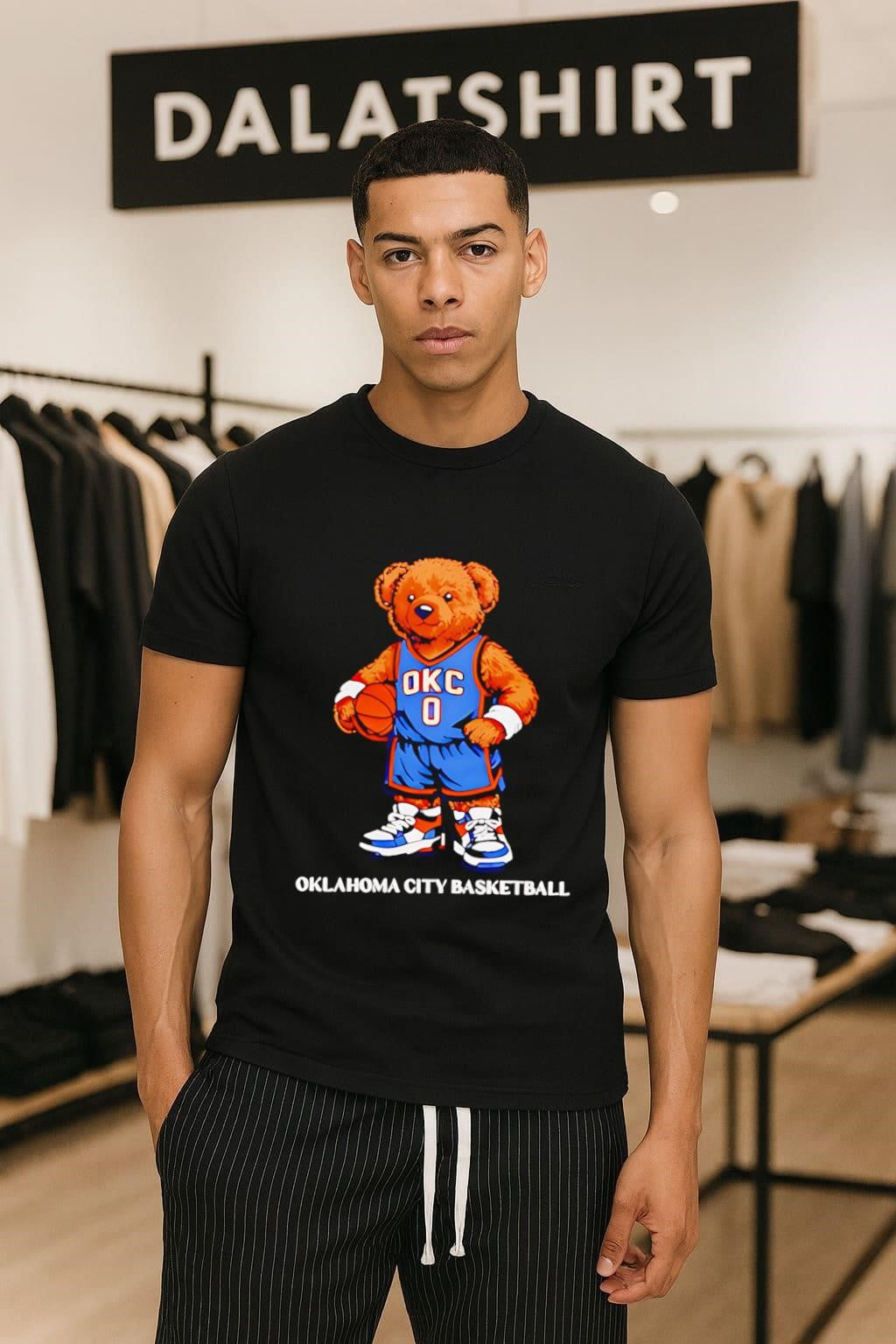 Oklahoma City Basketball OKC 0 Teddy Bear Mascot - Adult & Kids T-Shirts, Sweatshirts & Hoodies apparel design preview 1