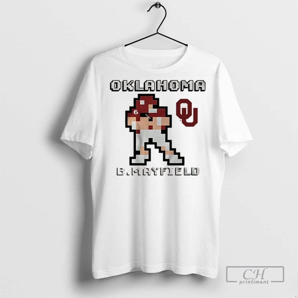 Oklahoma Sooners Football Baker Mayfield Retro Baller - Adult & Kids T-Shirts, Sweatshirts & Hoodies apparel design preview 1
