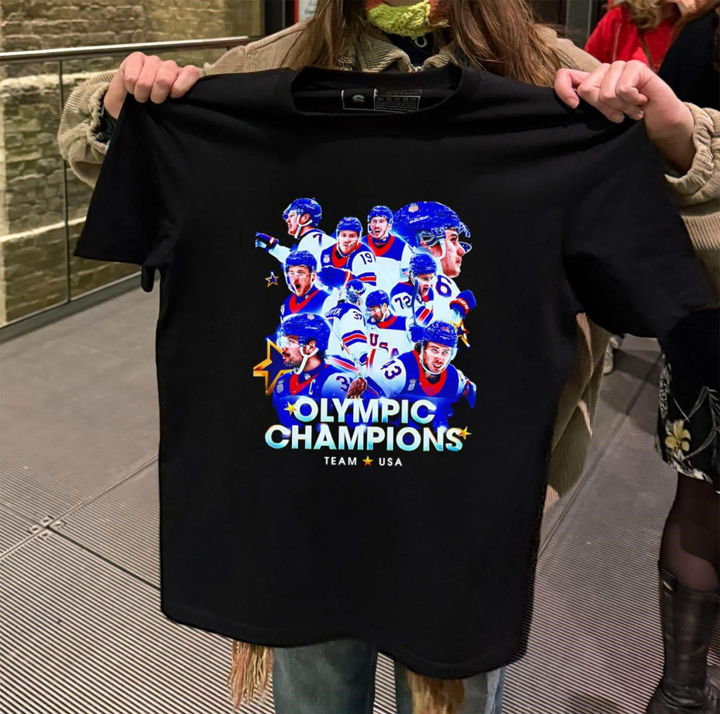 Olympic Champions Team USA ice hockey players graphic - Adult & Kids T-Shirts, Sweatshirts & Hoodies apparel design preview 2