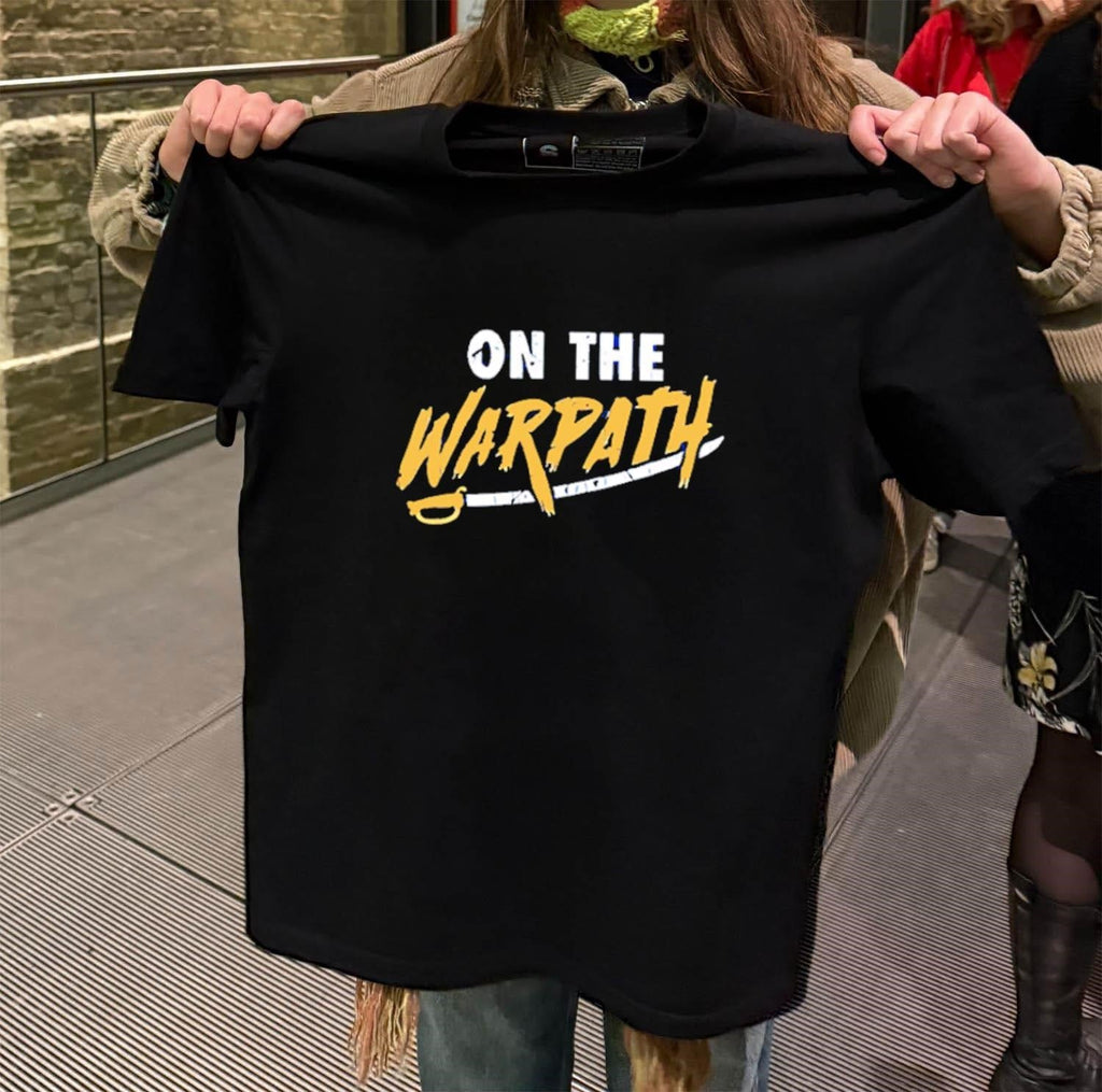 On The Warpath Yellow Script Text With Saber - Adult & Kids T-Shirts, Sweatshirts & Hoodies apparel design preview 2