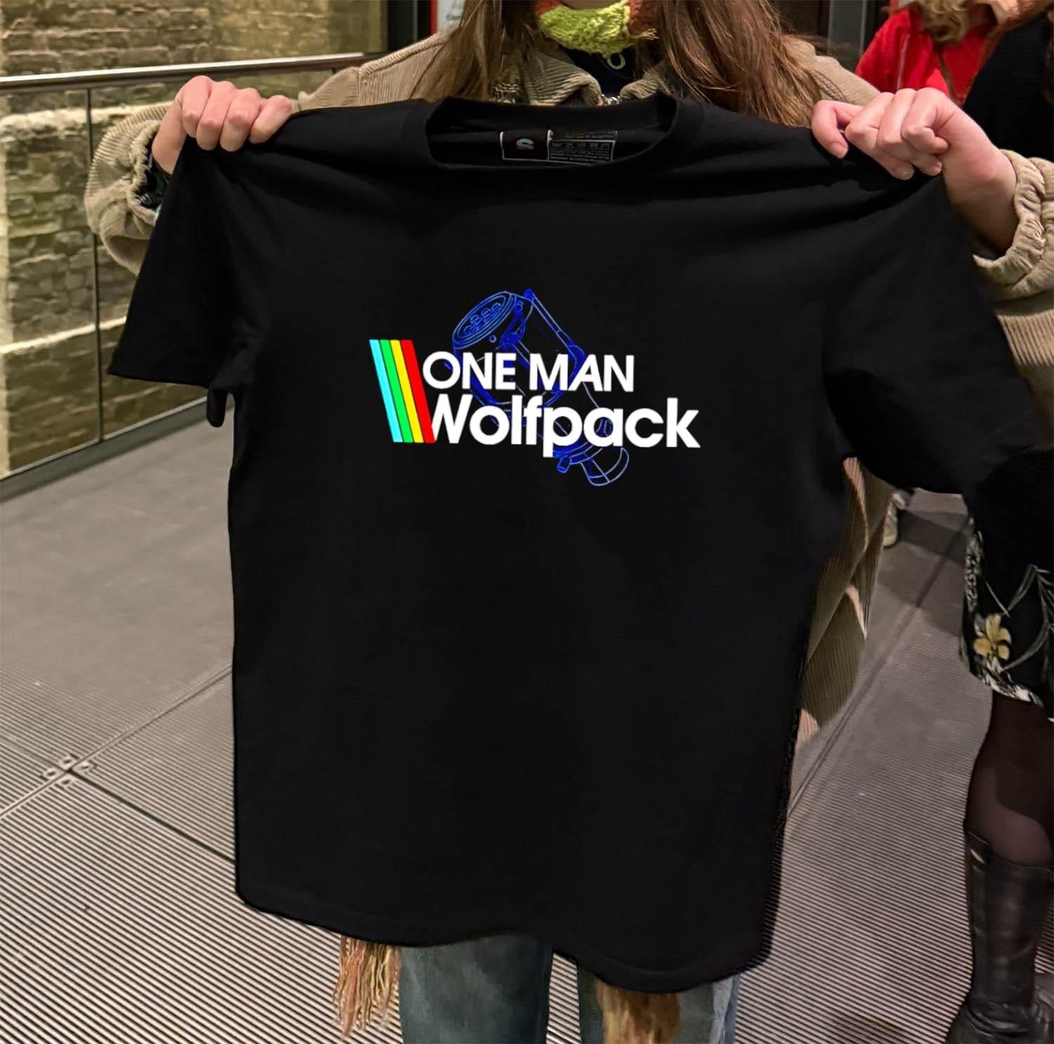 One Man Wolfpack retro rainbow stripes graphic design - Adult & Kids T-Shirts, Sweatshirts & Hoodies apparel design preview 2