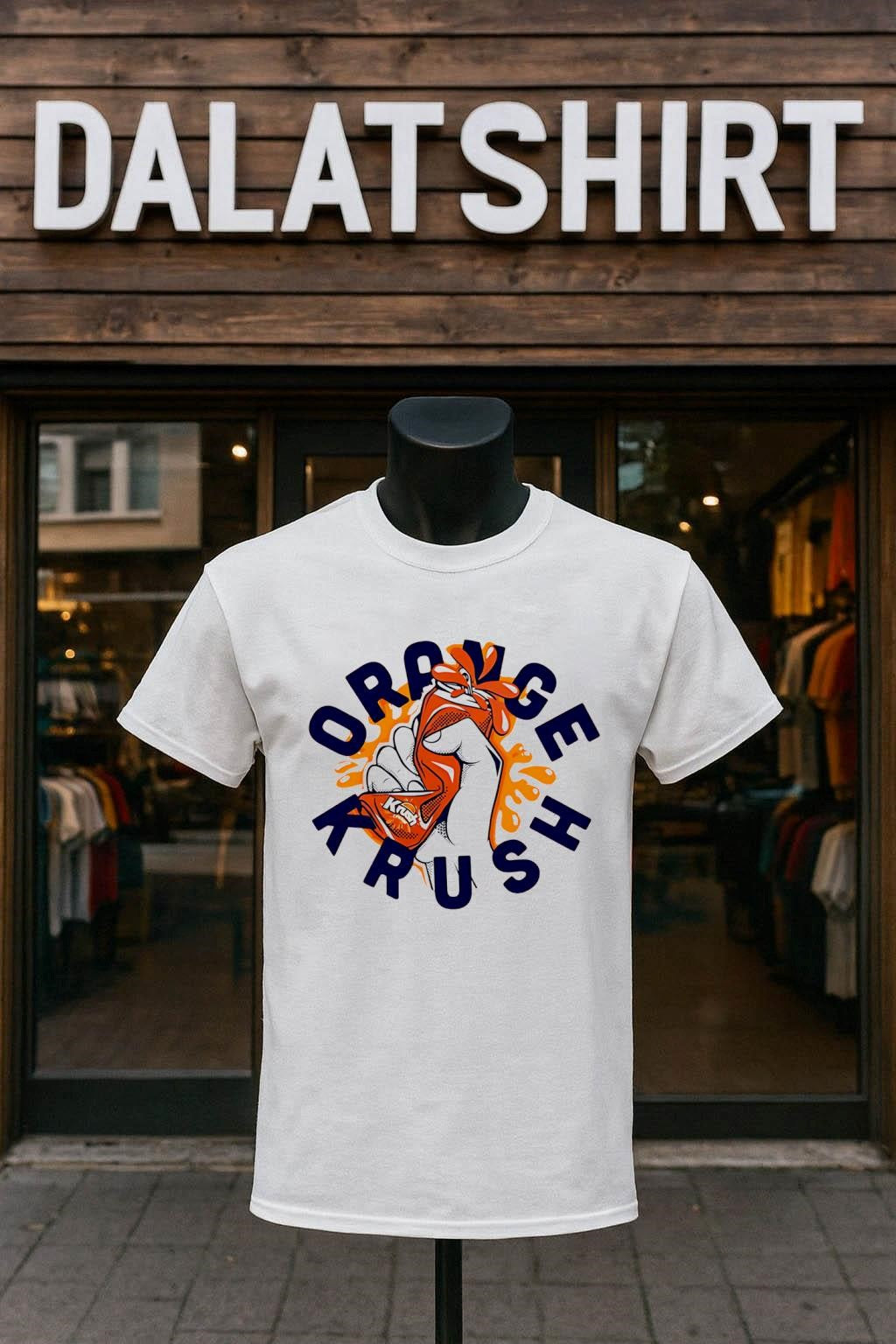 Orange Krush Hand Crushing Soda Can Splatter Graphic - Adult & Kids T-Shirts, Sweatshirts & Hoodies apparel design preview 1