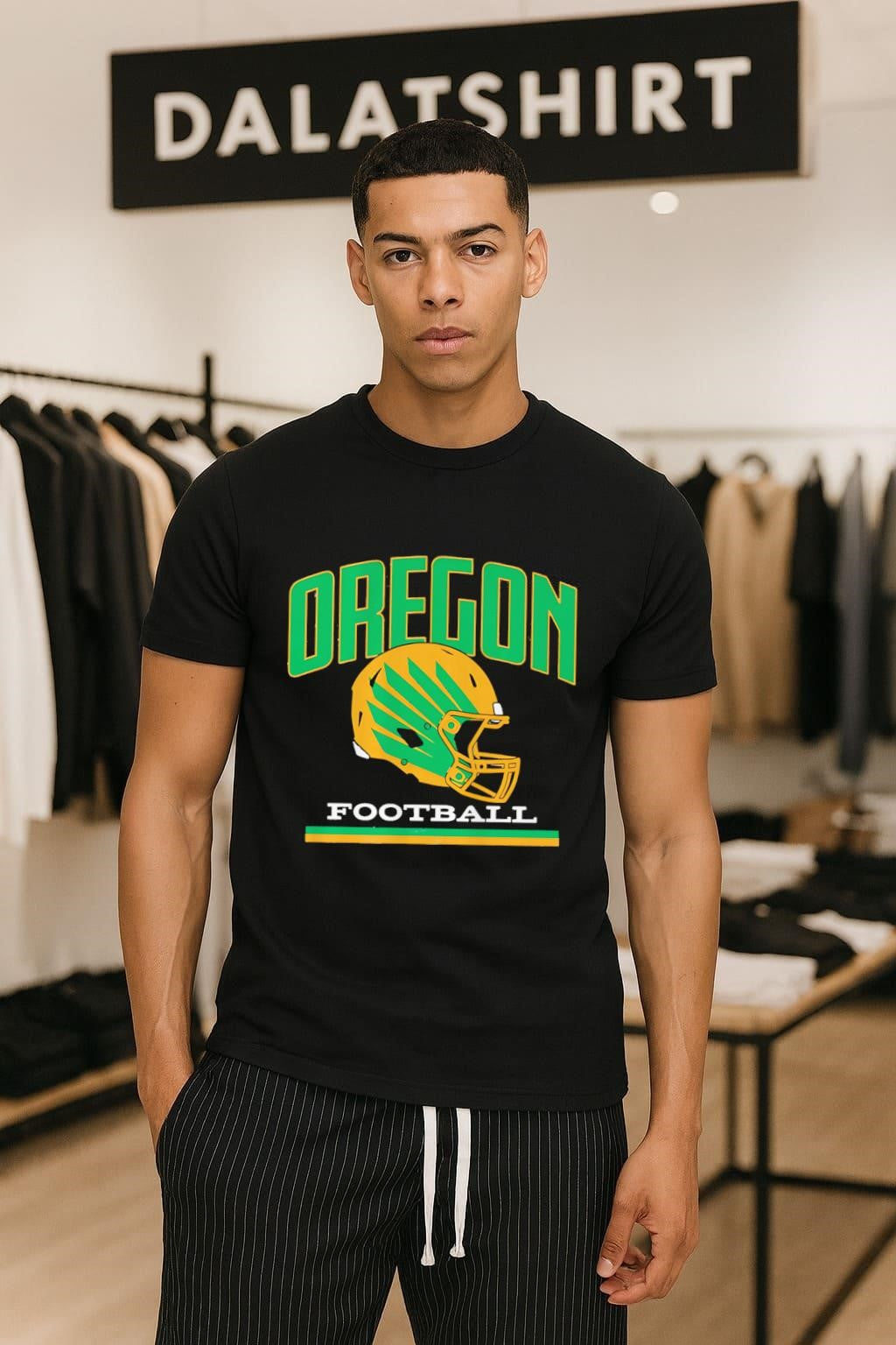 Oregon Football Green and Yellow Helmet Graphic - Adult & Kids T-Shirts, Sweatshirts & Hoodies apparel design preview 1