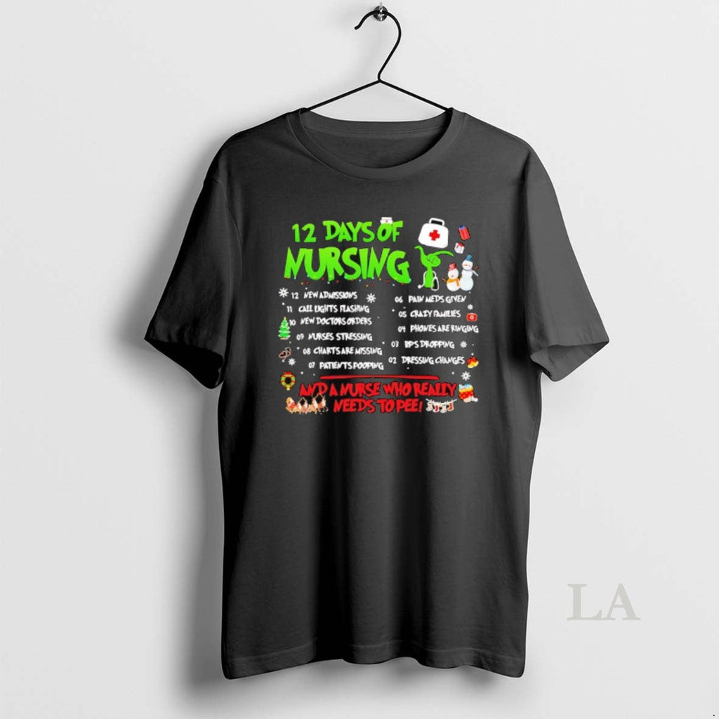 Original 12 Days Of Nursing Xmas And A Nurse Who - Adult & Kids T-Shirts, Sweatshirts & Hoodies apparel design preview 1