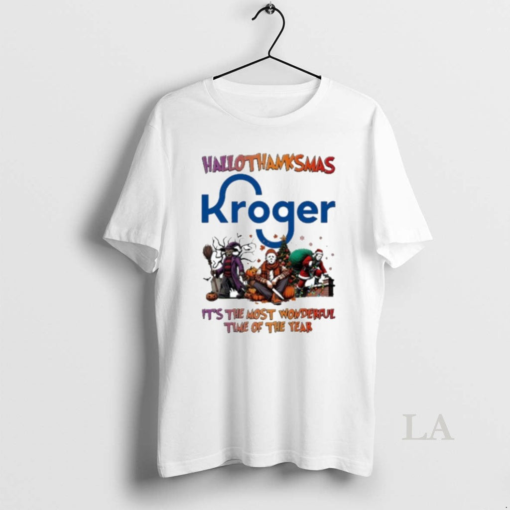 Original 2025 Kroger Logo Hallothanksmas Horror Film - Adult & Kids T-Shirts, Sweatshirts & Hoodies apparel design preview 1