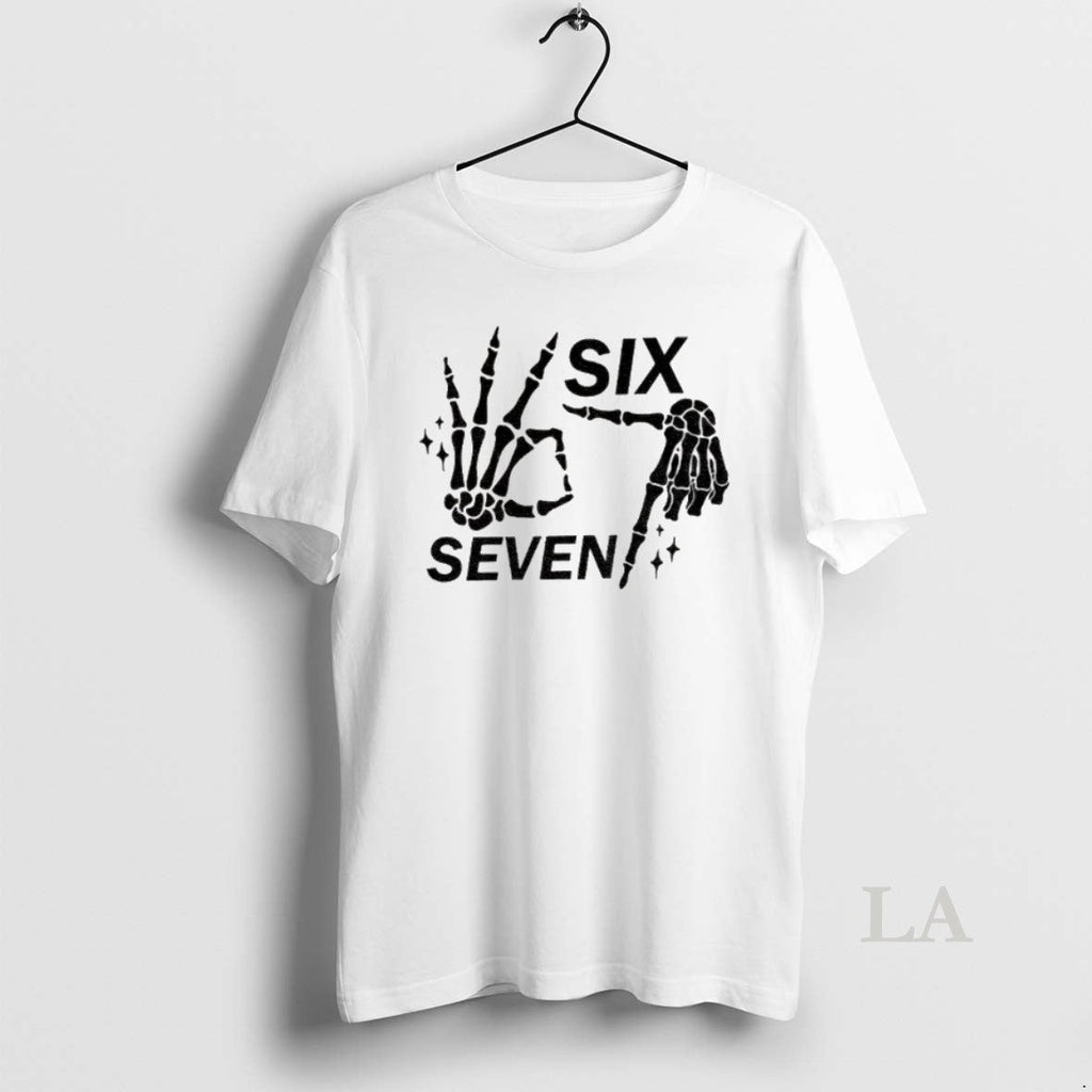 Original 6 7 Meme Funny Skeleton Hands Halloween - Adult & Kids T-Shirts, Sweatshirts & Hoodies apparel design preview 1