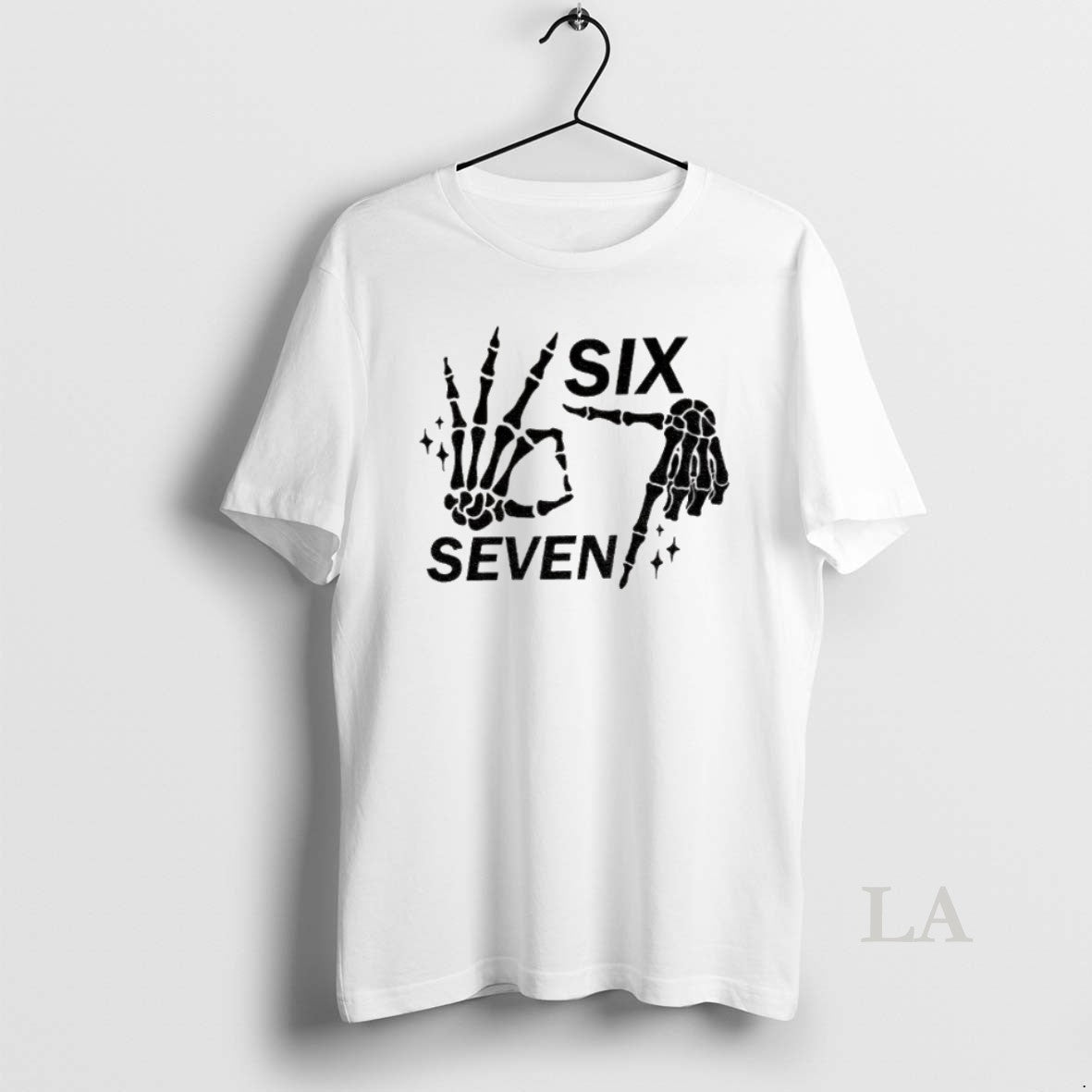 Original 6 7 Meme Funny Skeleton Hands Halloween - Adult & Kids T-Shirts, Sweatshirts & Hoodies apparel design preview 1