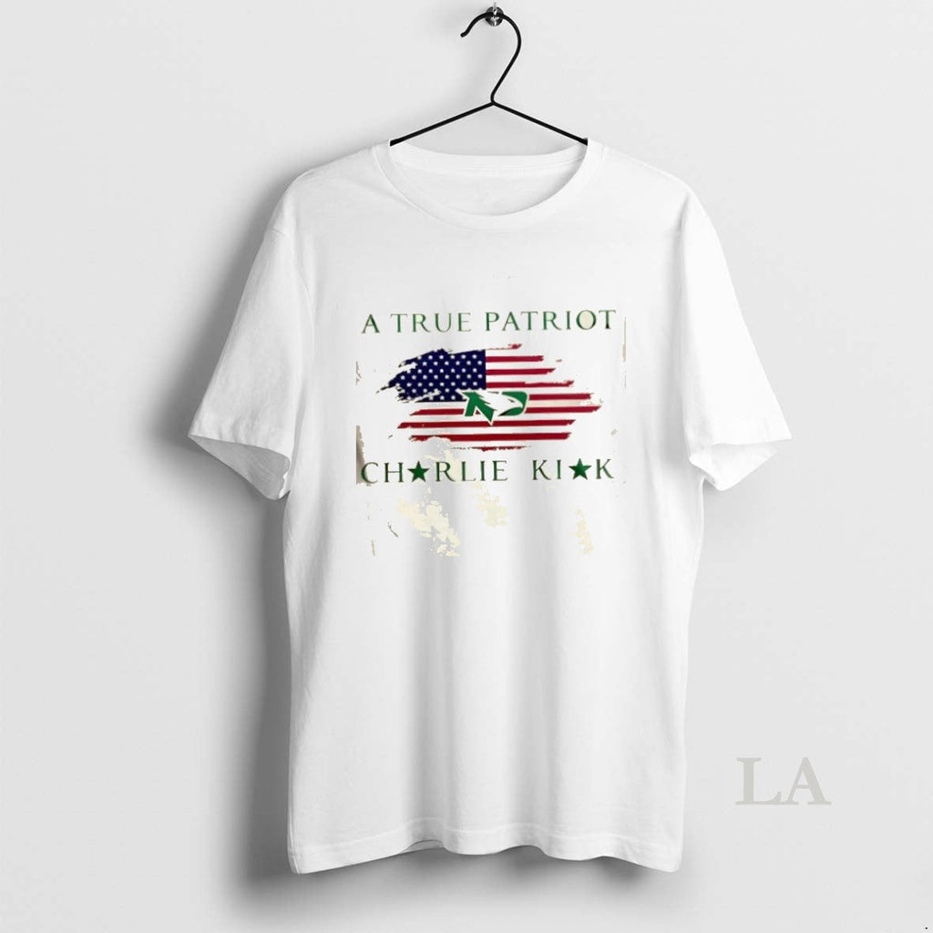 Original A True Patriot Charlie Kirk X North Dakota 2 - Adult & Kids T-Shirts, Sweatshirts & Hoodies apparel design preview 1