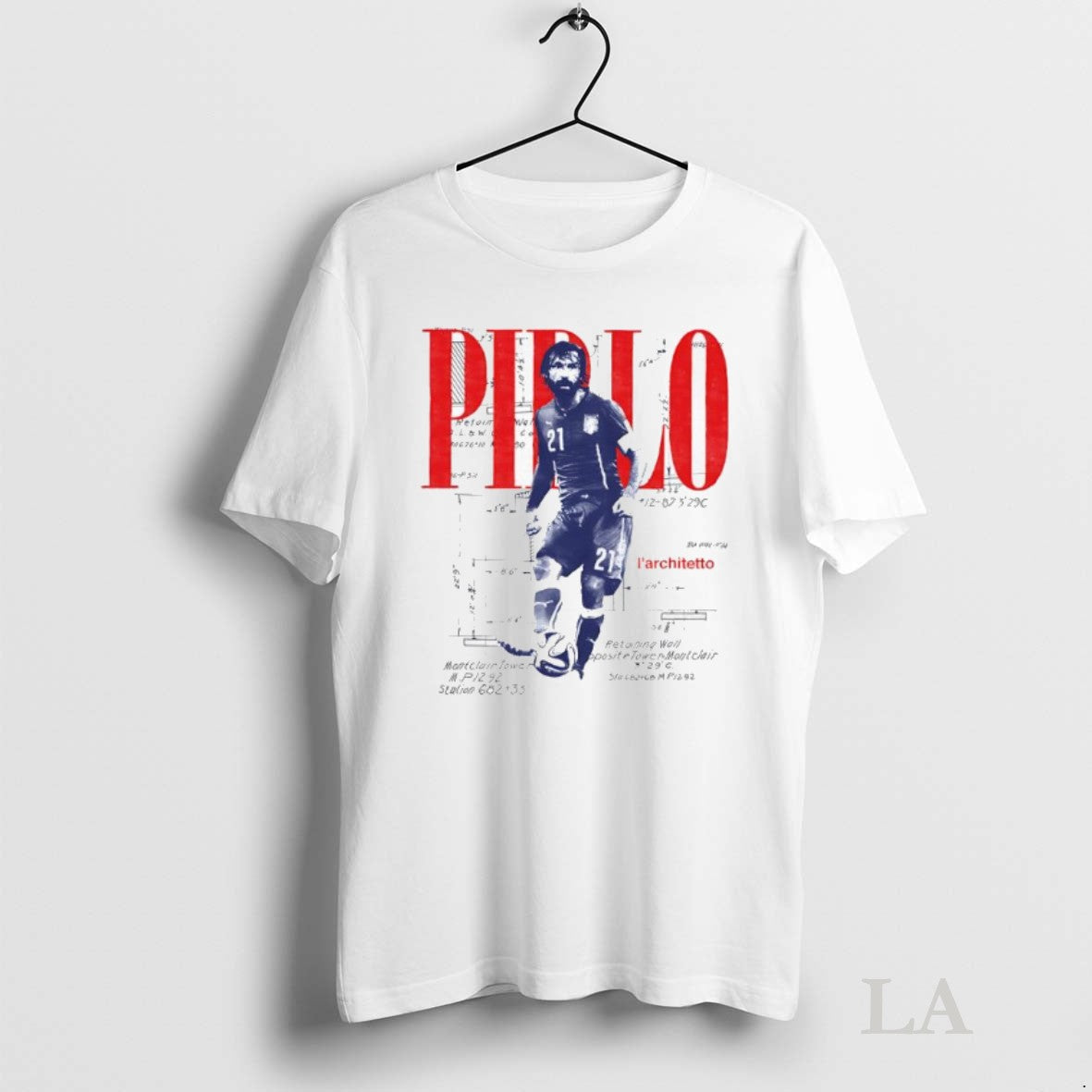 Original Andrea Pirlo Larchitetto Vintage Player - Adult & Kids T-Shirts, Sweatshirts & Hoodies apparel design preview 1