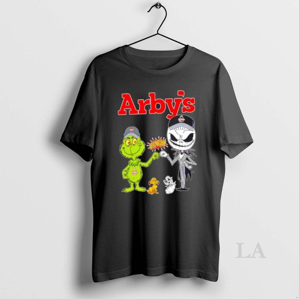 Original Arbys X Grinch And Jack Skellington Fist - Adult & Kids T-Shirts, Sweatshirts & Hoodies apparel design preview 1