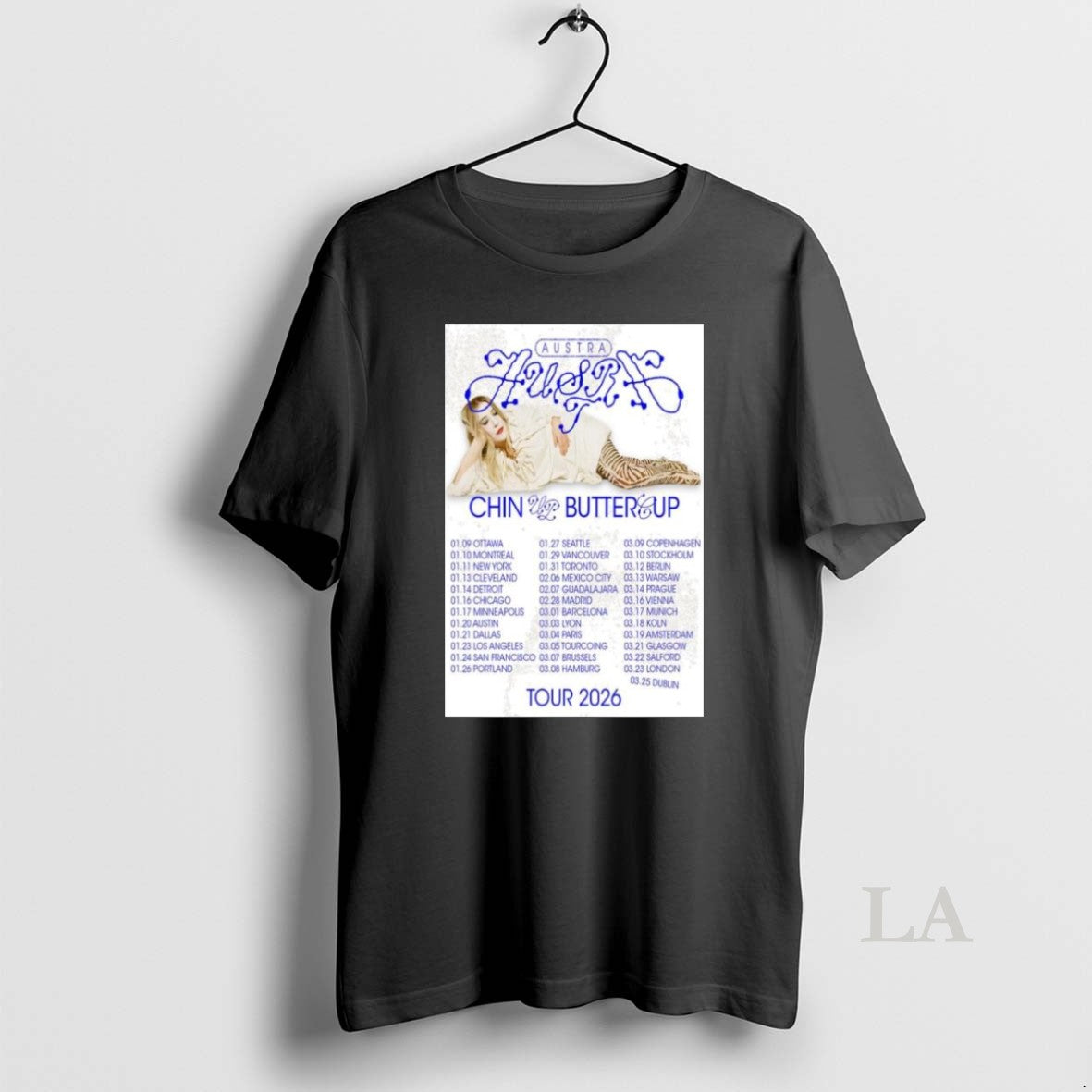 Original Austra Chin Up Buttercup Tour 2026 Long - Adult & Kids T-Shirts, Sweatshirts & Hoodies apparel design preview 1