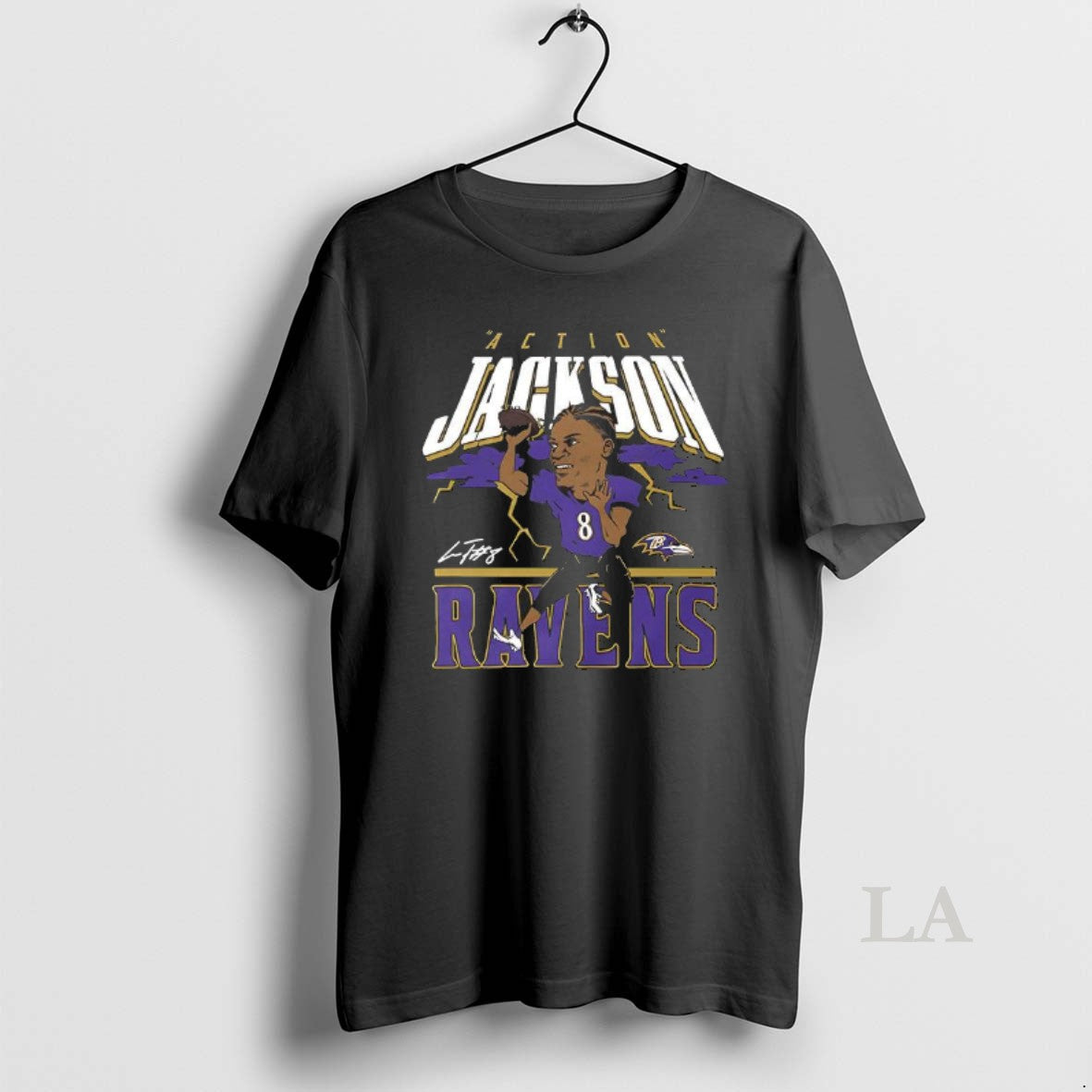 Original Baltimore Ravens Lamar Jackson Caricature - Adult & Kids T-Shirts, Sweatshirts & Hoodies apparel design preview 1
