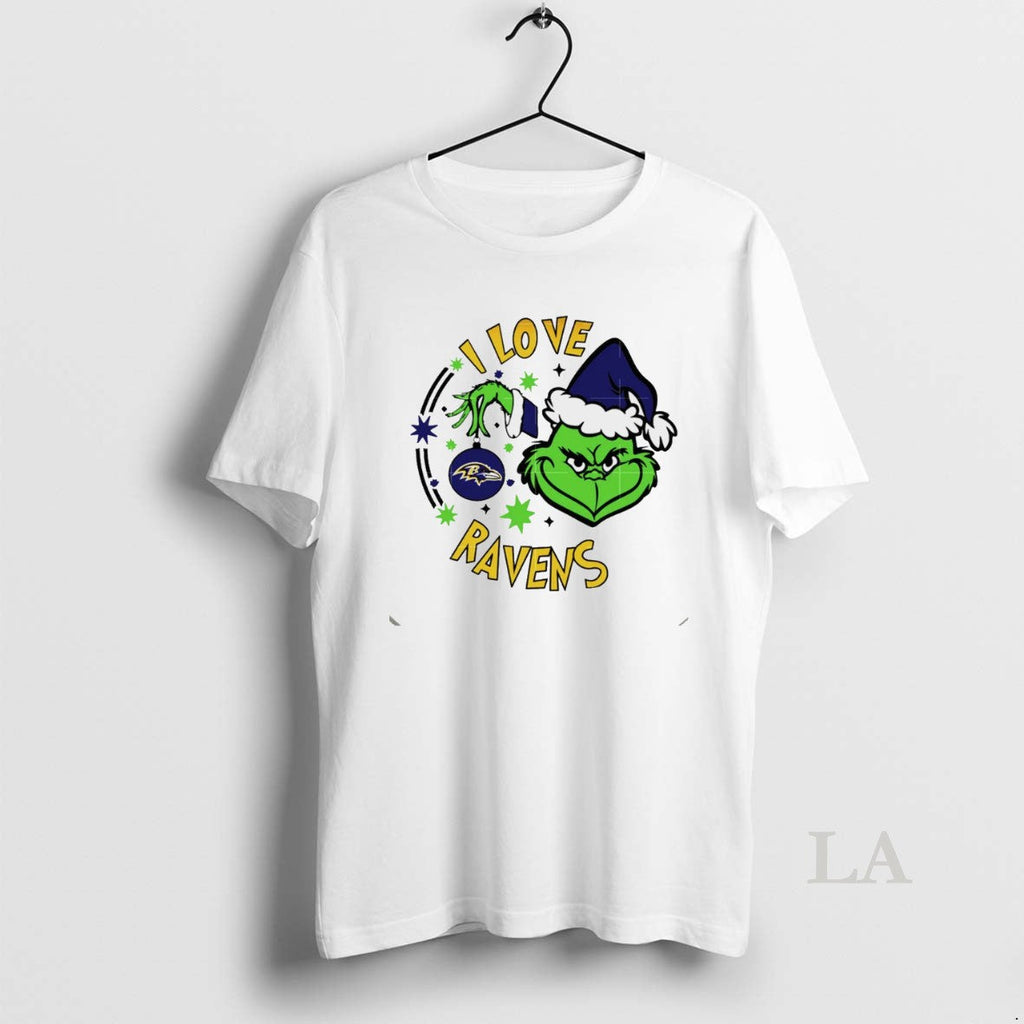 Original Baltimore Ravens X Santa Grinch I Love - Adult & Kids T-Shirts, Sweatshirts & Hoodies apparel design preview 1