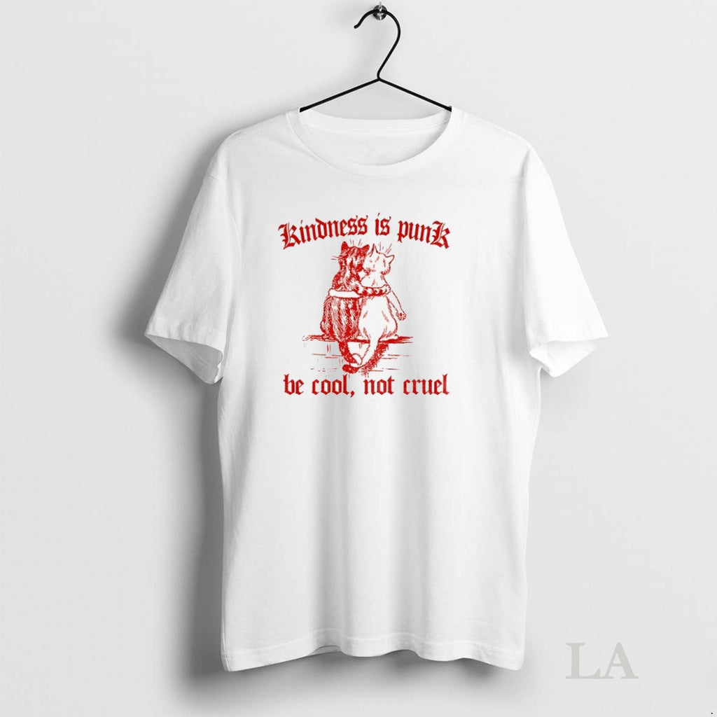 Original Be Cool Not Cruel Cat Kindness Is Punk - Adult & Kids T-Shirts, Sweatshirts & Hoodies apparel design preview 1